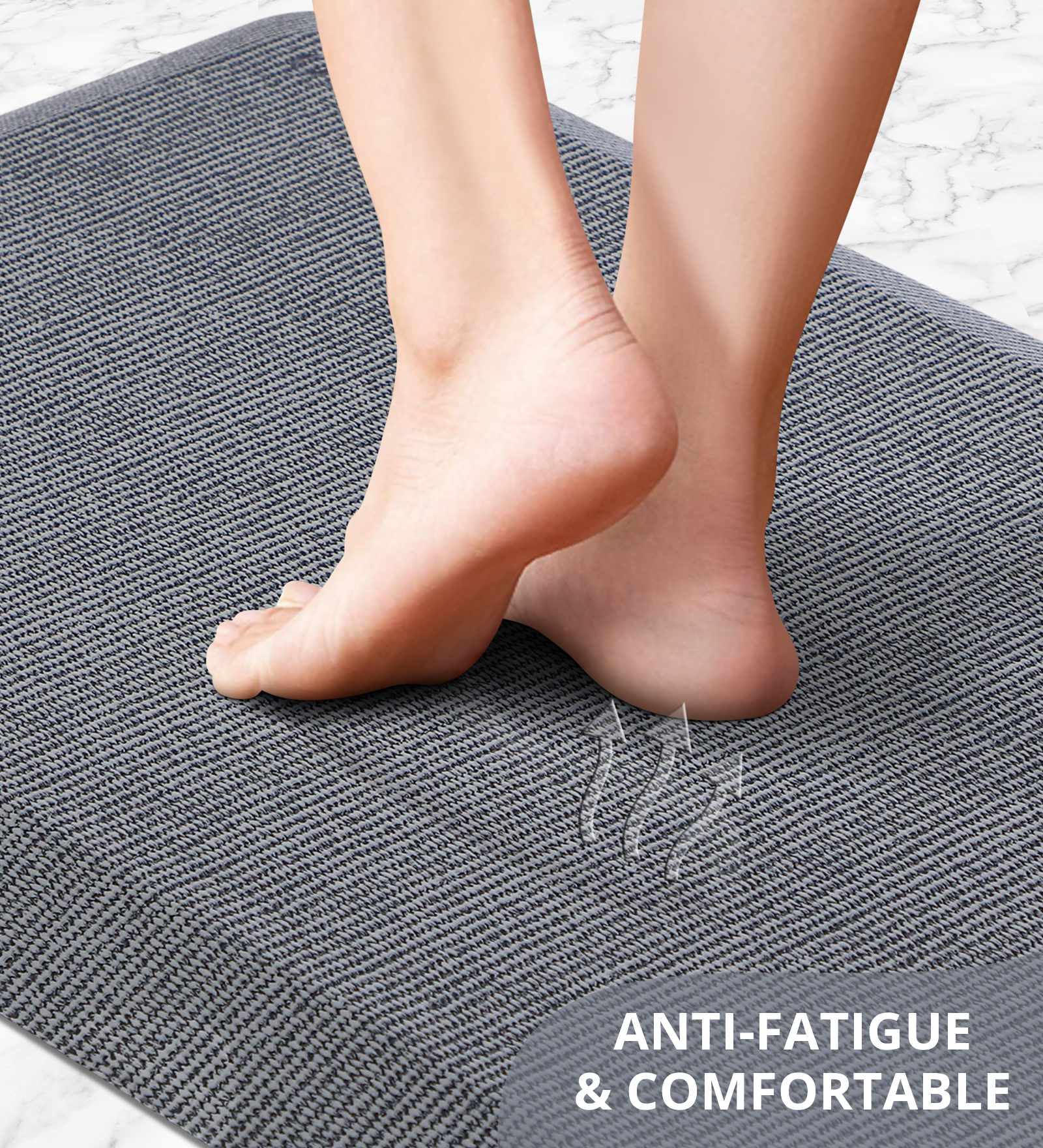 Anti-slip PU Kitchen Mat with Solid Design, D Grey