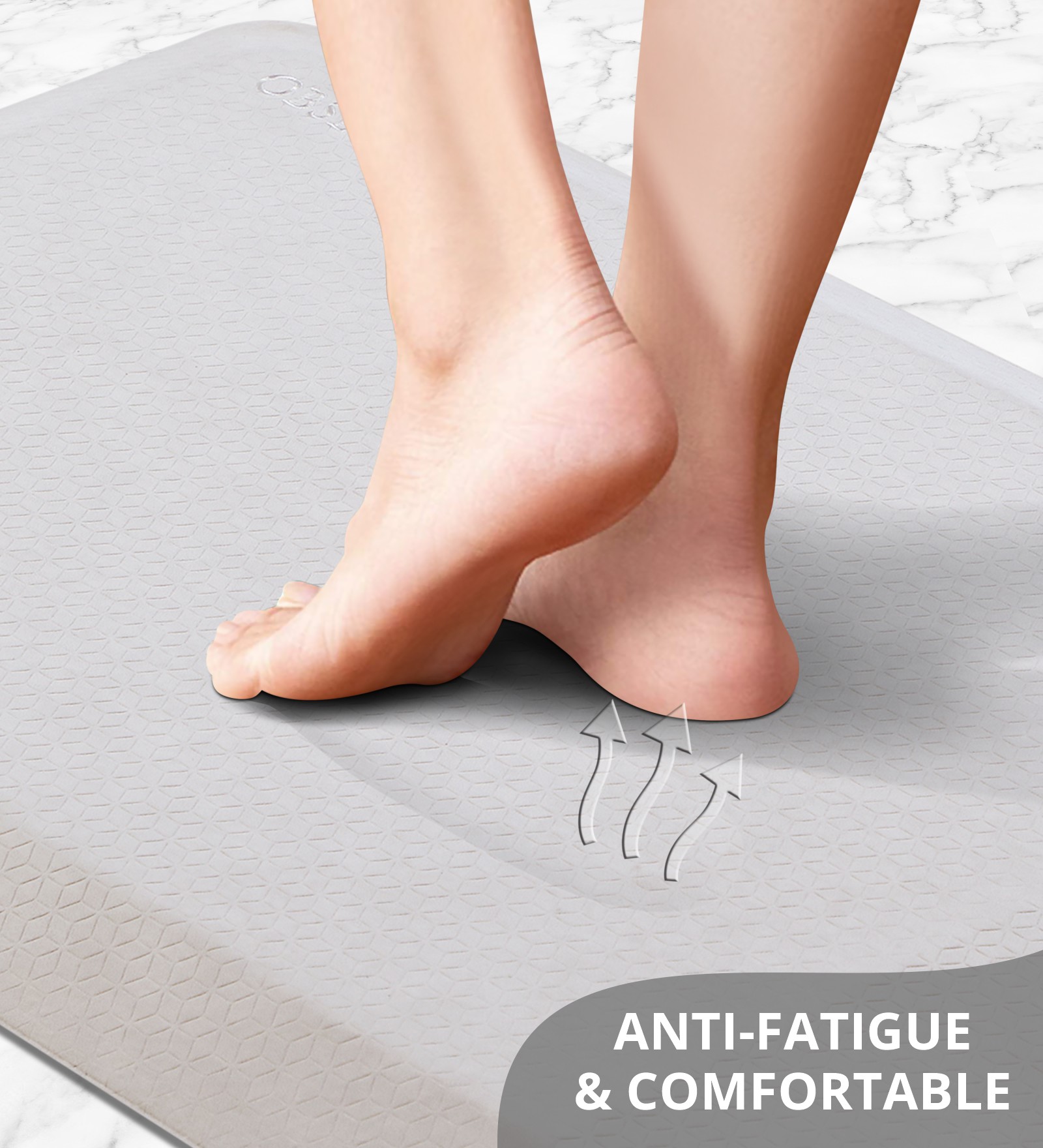 Anti-slip PU Kitchen Mat with Solid Design, Cream