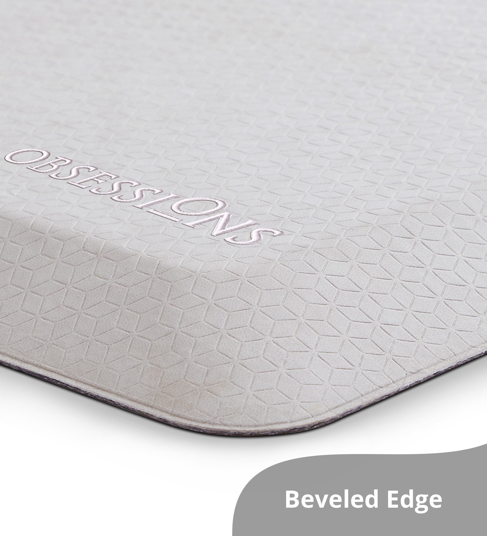 Anti-slip PU Kitchen Mat with Solid Design, Cream