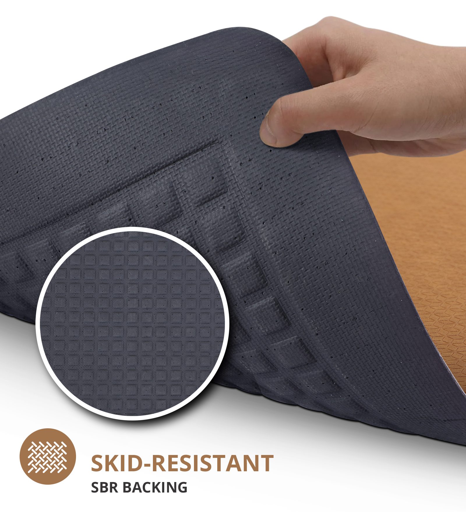 Anti-slip PU Kitchen Mat with Solid Design, Camel