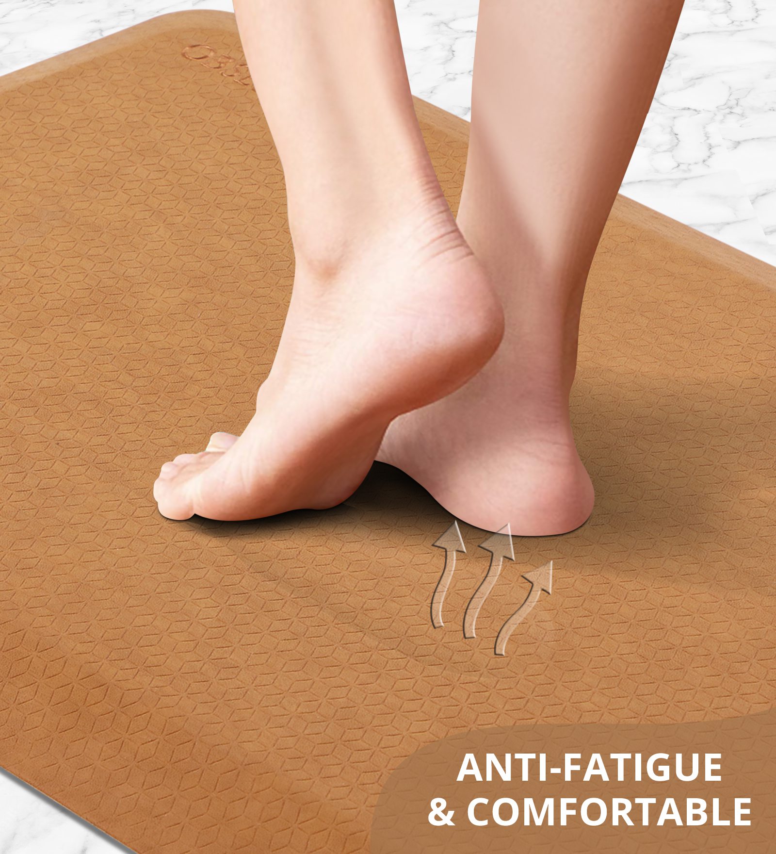 Anti-slip PU Kitchen Mat with Solid Design, Camel