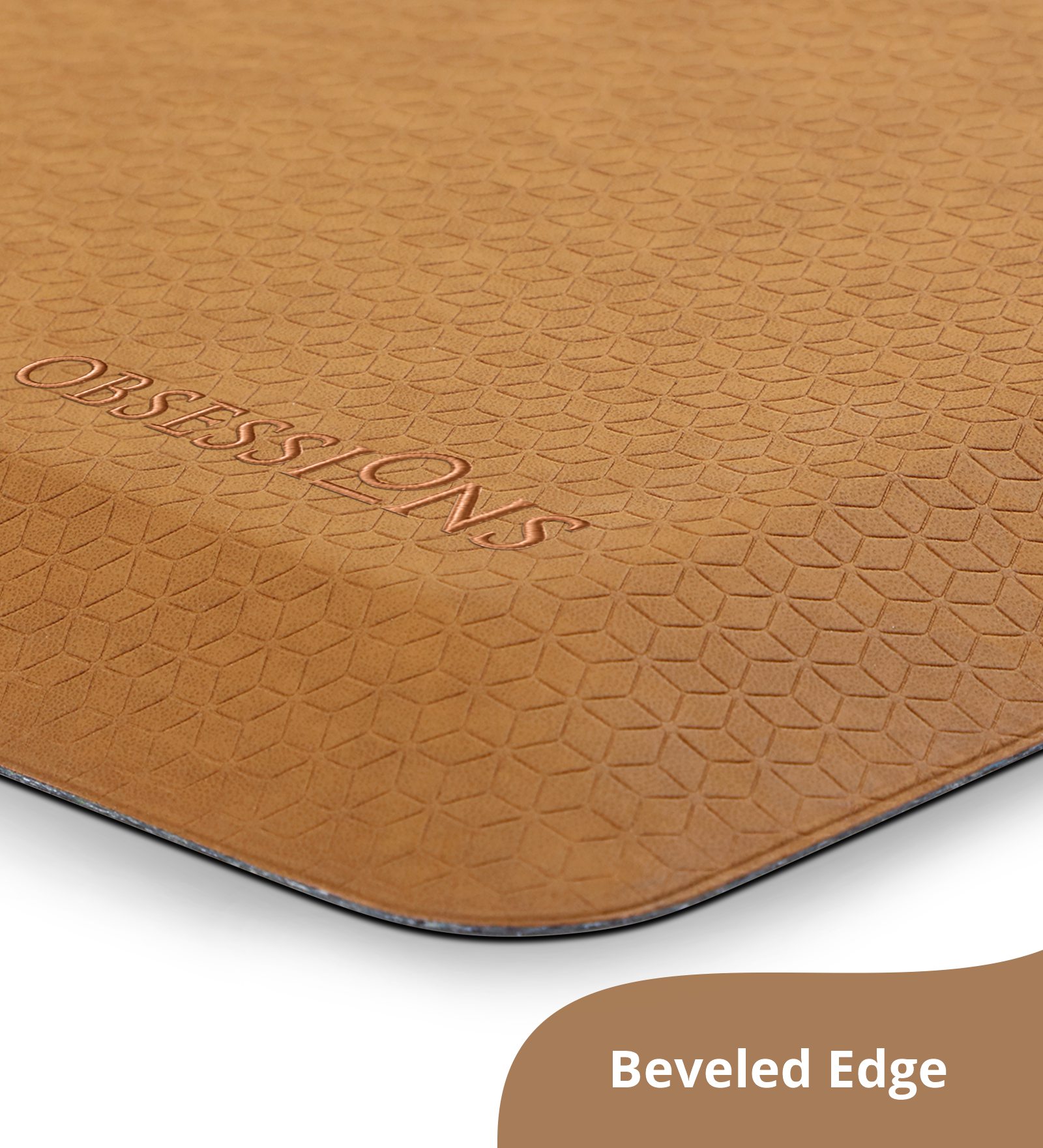 Anti-slip PU Kitchen Mat with Solid Design, Camel