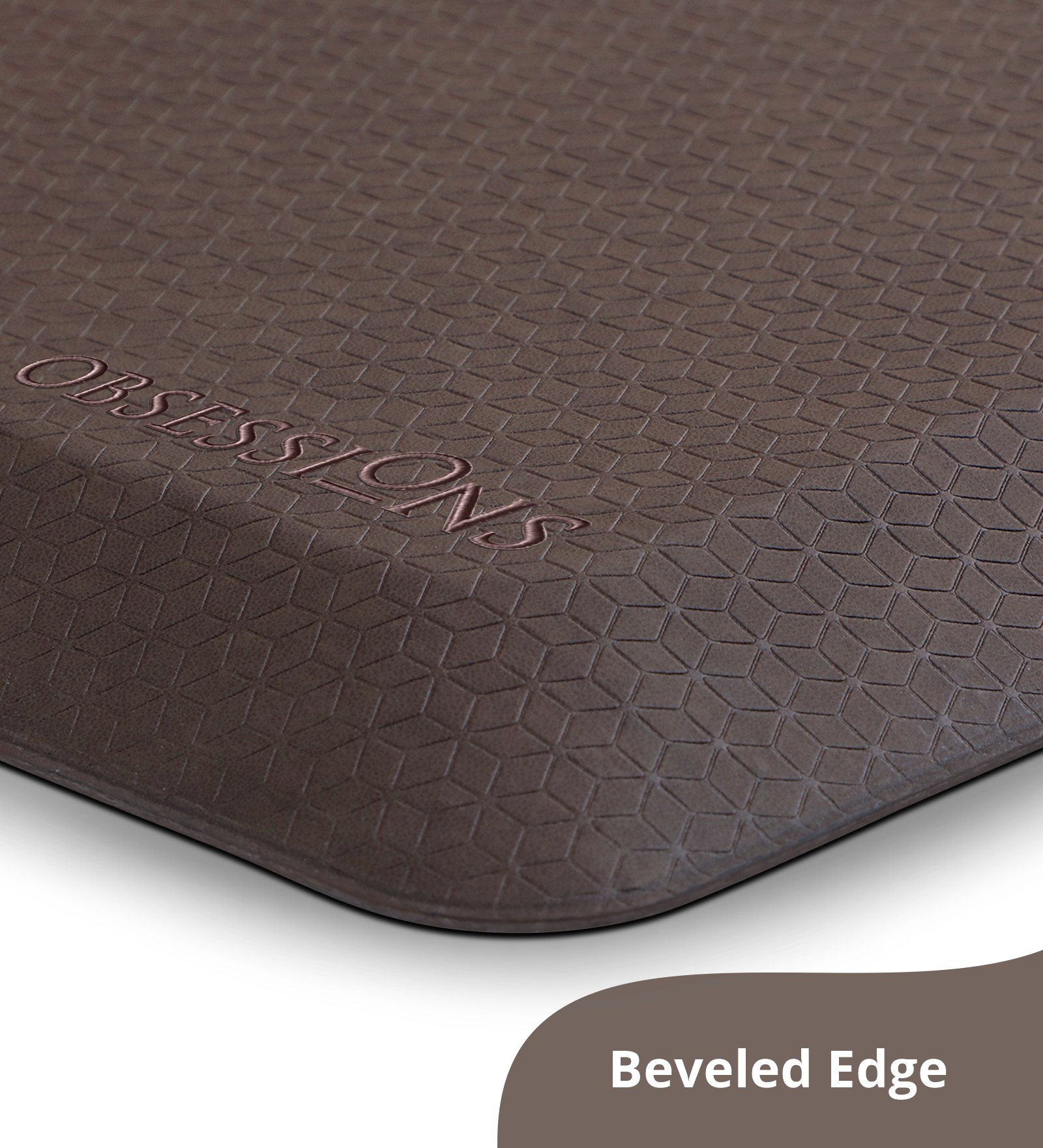 Anti-slip PU Kitchen Mat with Abstract Design, D Brown