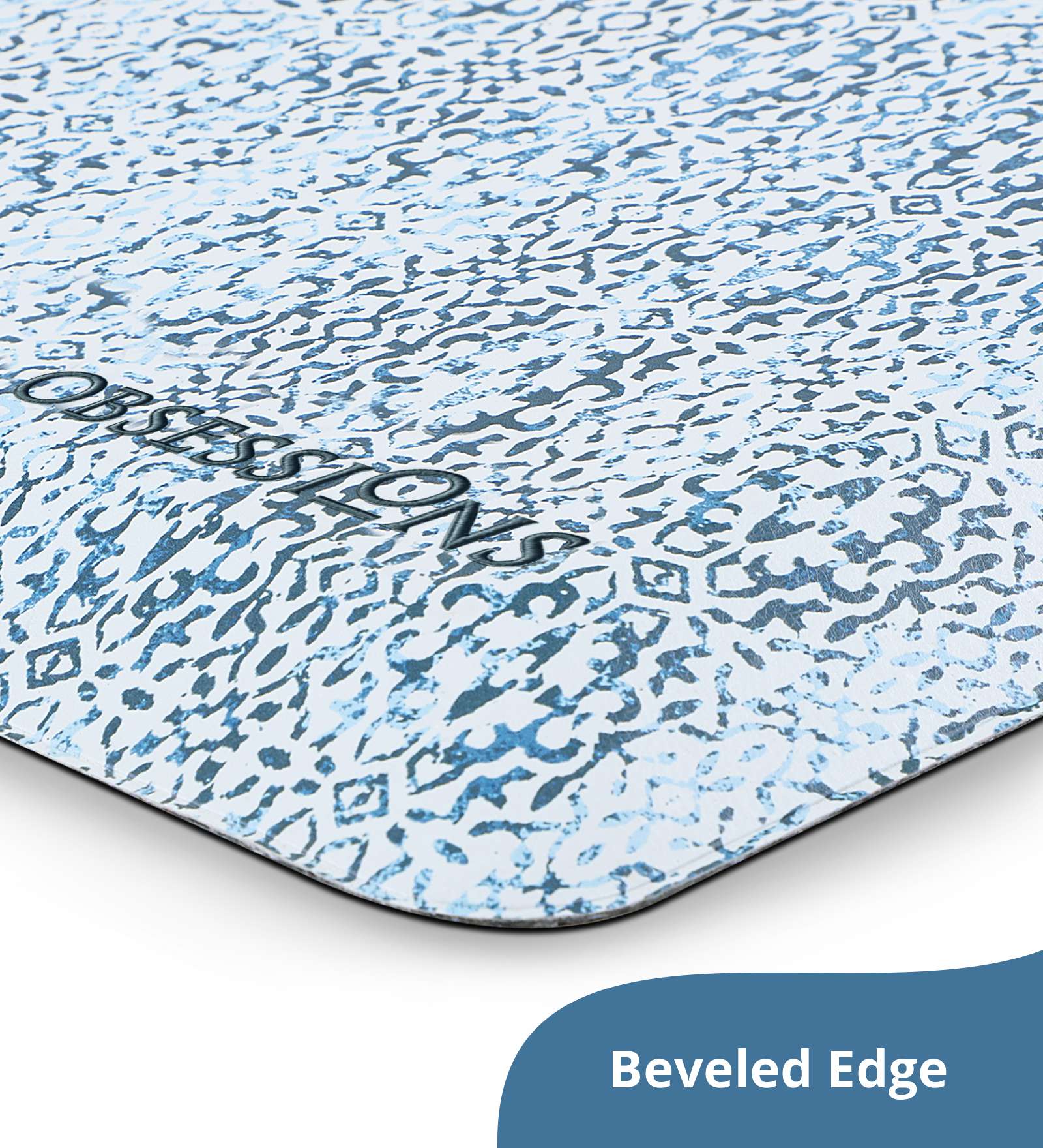 Anti-slip PU Kitchen Mat with Printed Design, Light Blue