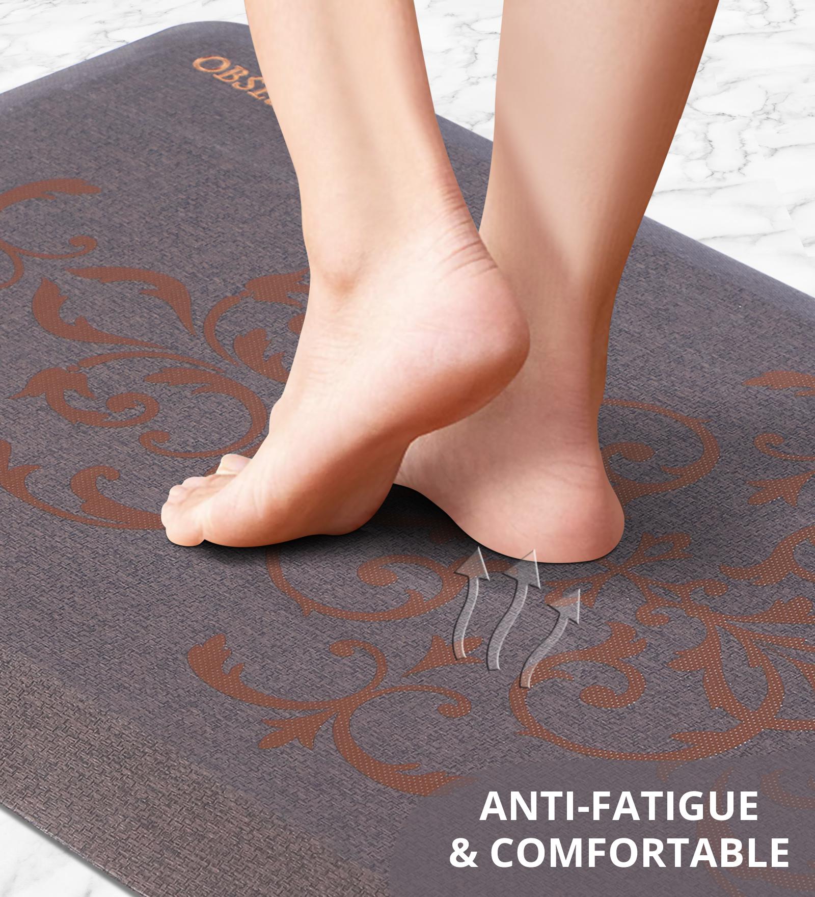 Anti-slip PU Kitchen Mat with Solid Design, Brown