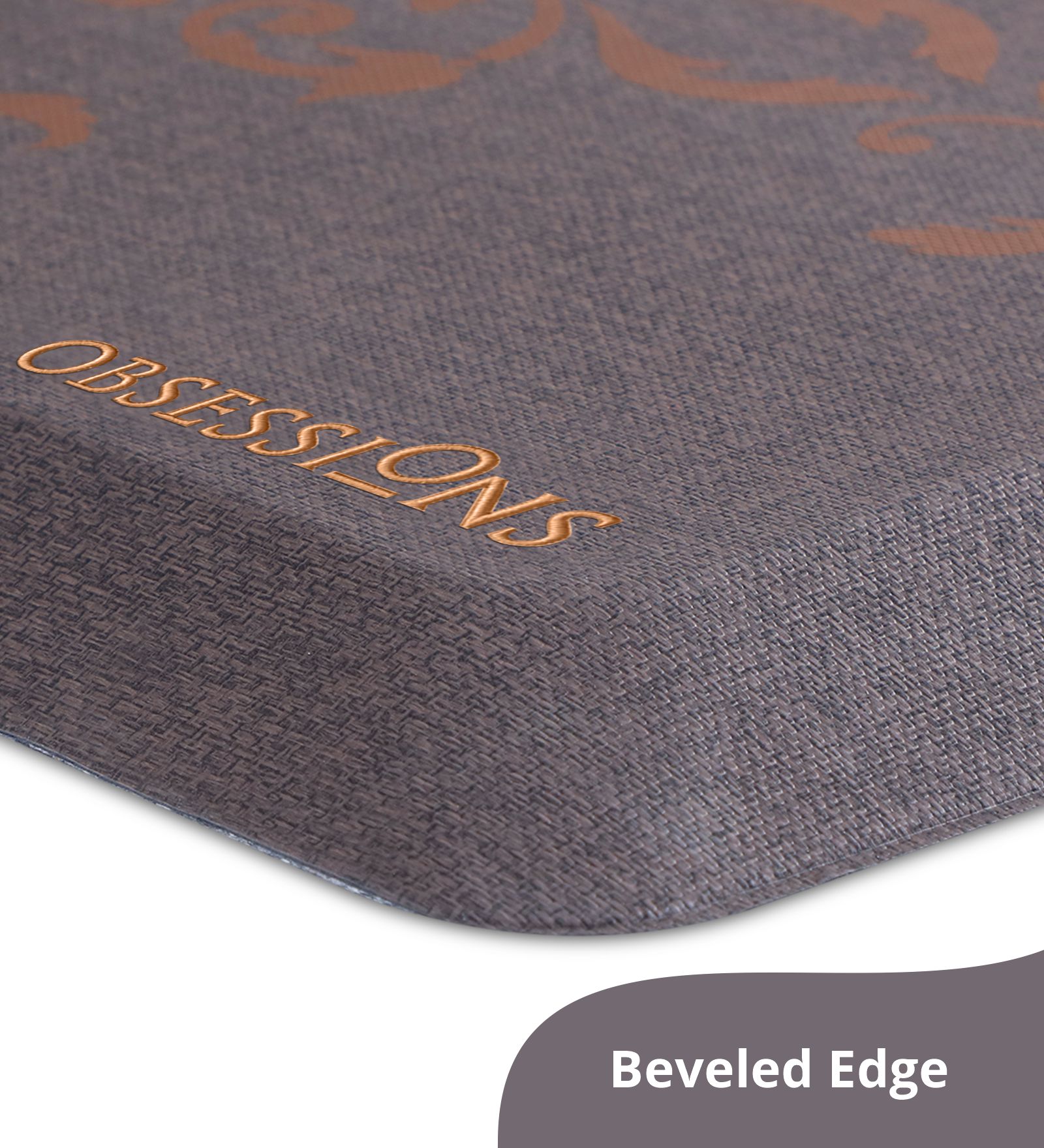 Anti-slip PU Kitchen Mat with Solid Design, Brown