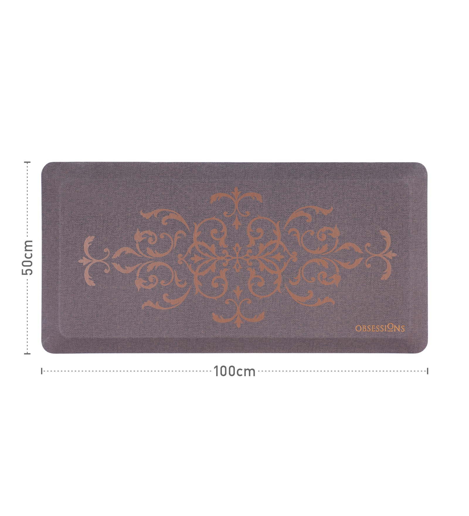 Anti-slip PU Kitchen Mat with Solid Design, Brown