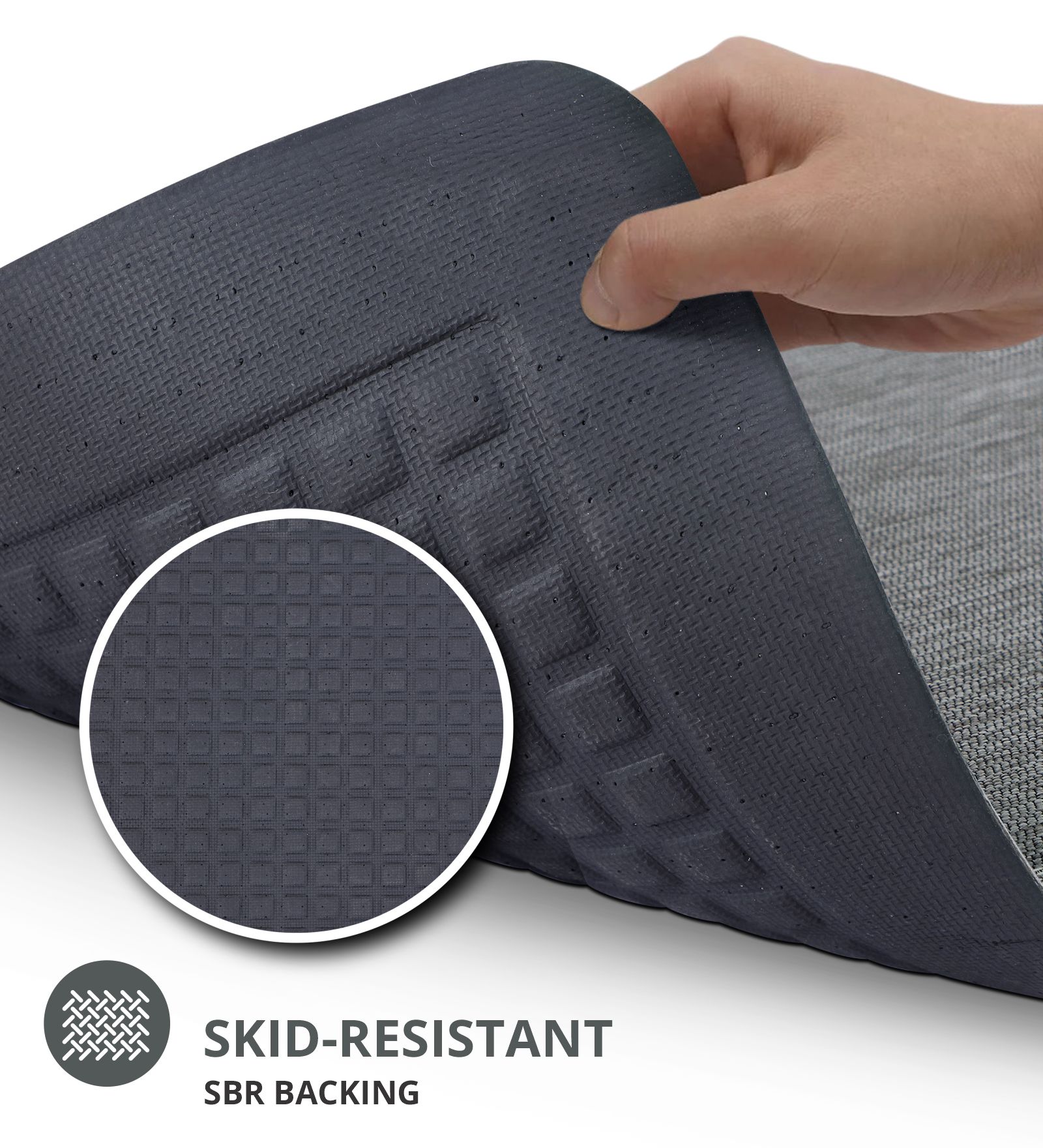 Anti-slip PU Kitchen Mat with Solid Design, Grey