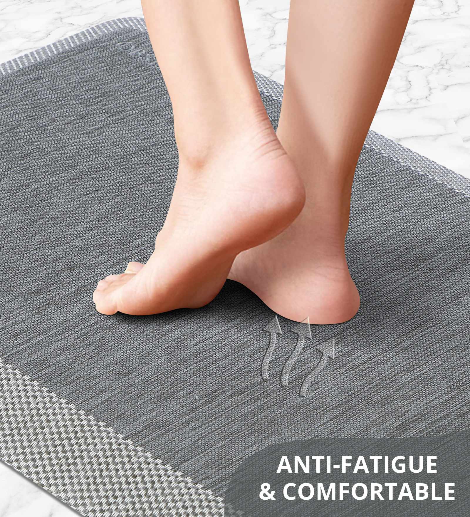Anti-slip PU Kitchen Mat with Solid Design, Grey