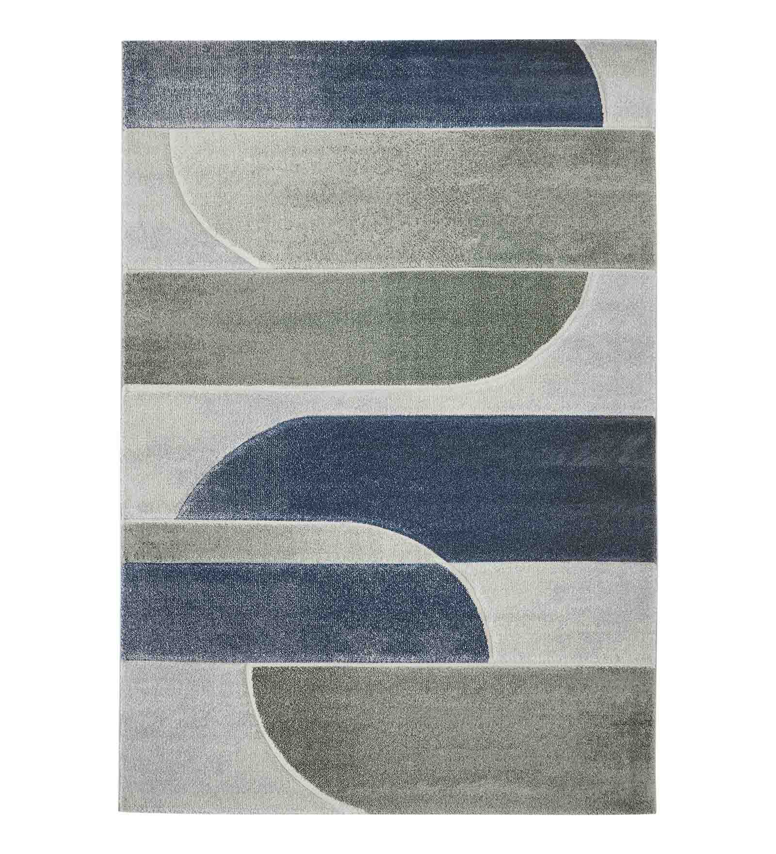 Diamond Abstract Machine Made Carpet Olive and Blue