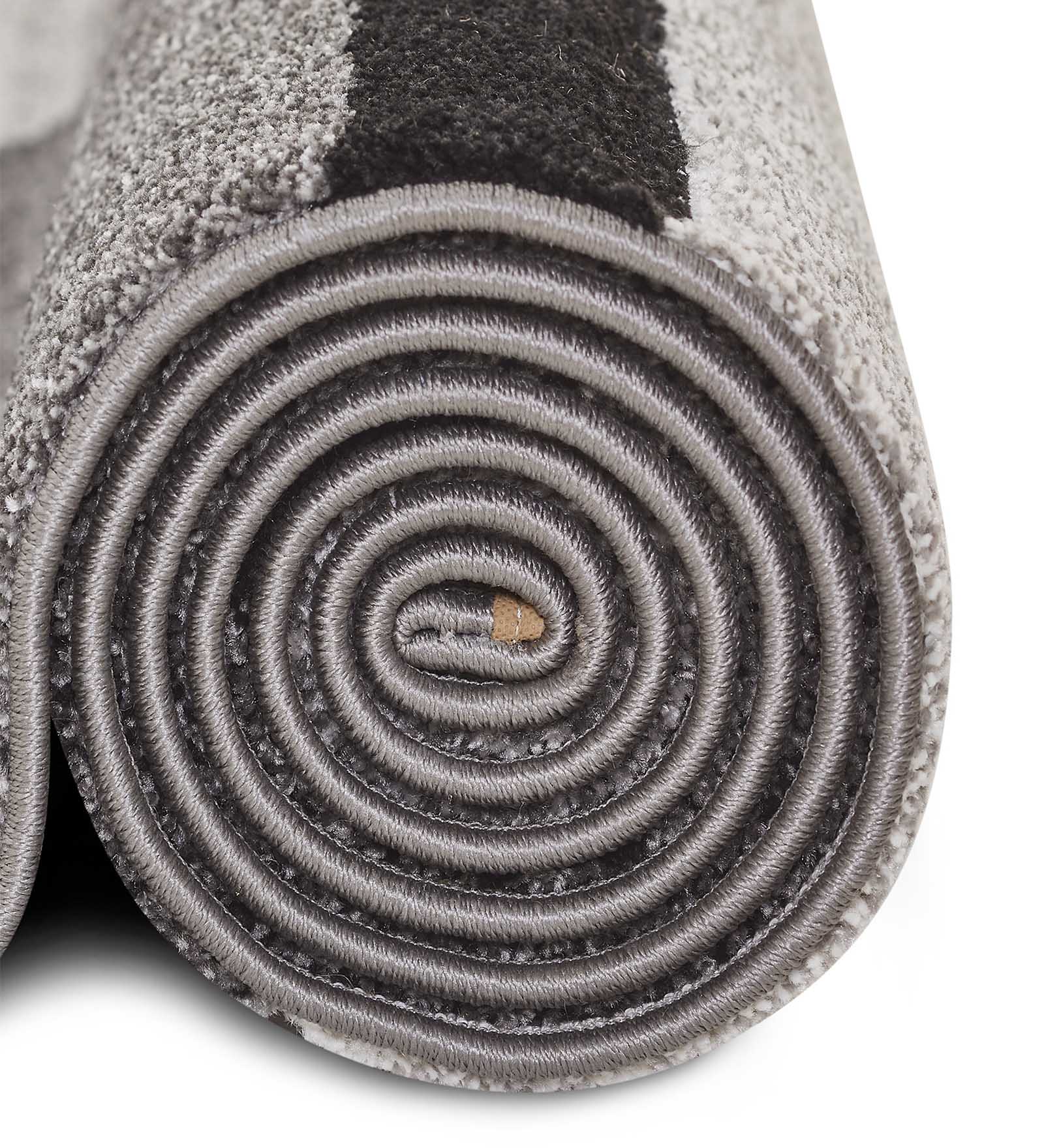 Diamond Geometric Machine Made Carpet Charcoal and Grey