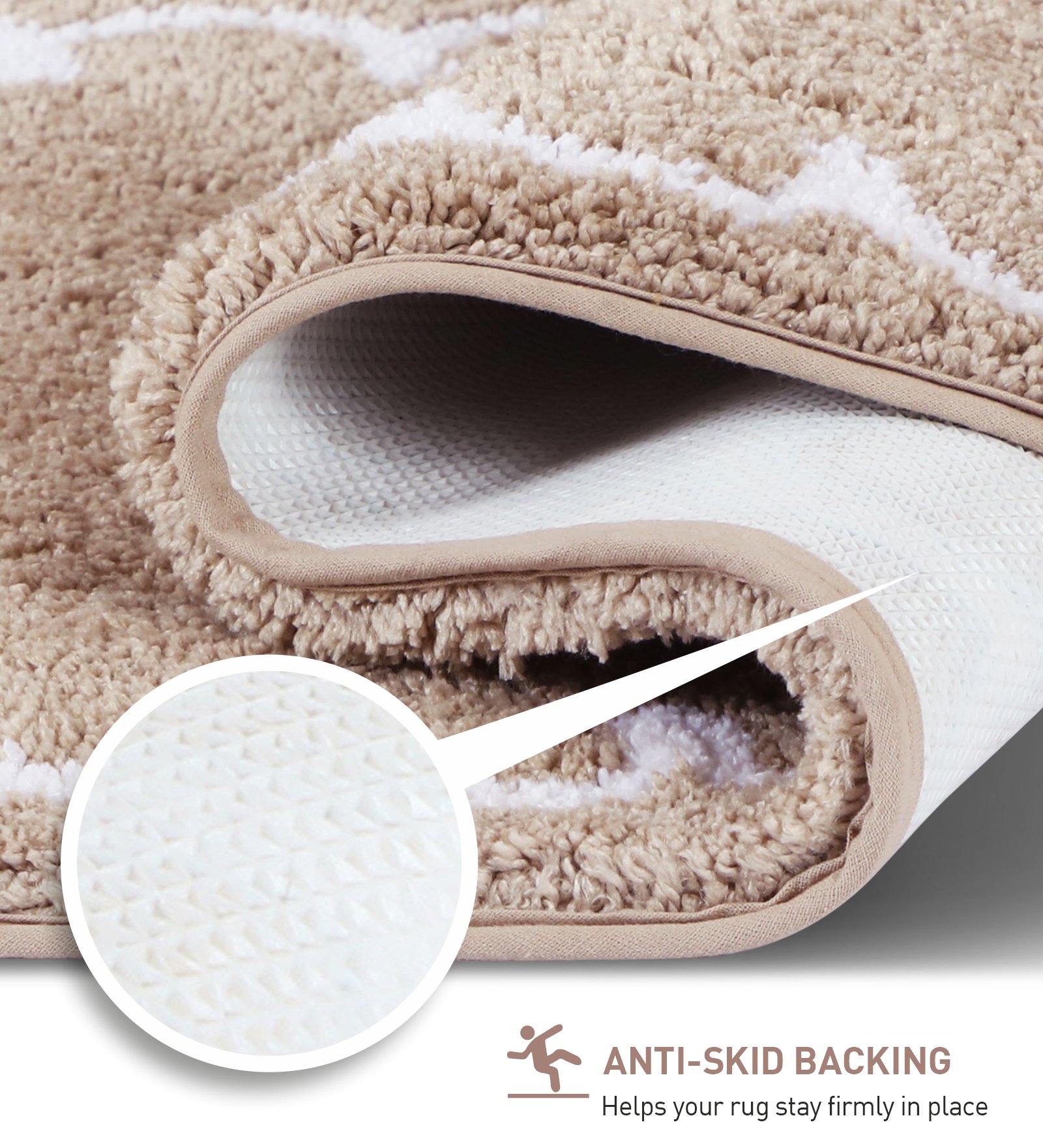 Scallop Anti-skid Ultra Absorbent Bath Mat Brown