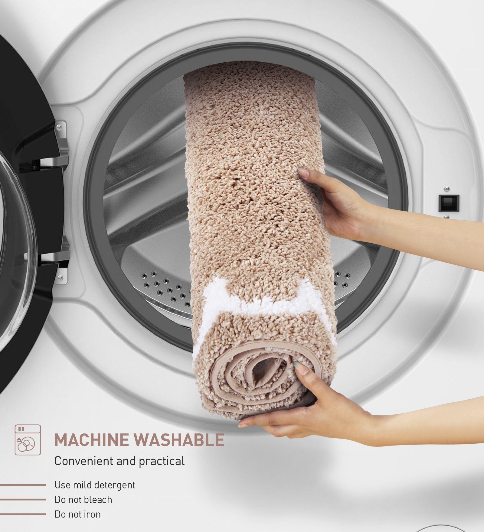 Scallop Anti-skid Ultra Absorbent Bath Mat Brown