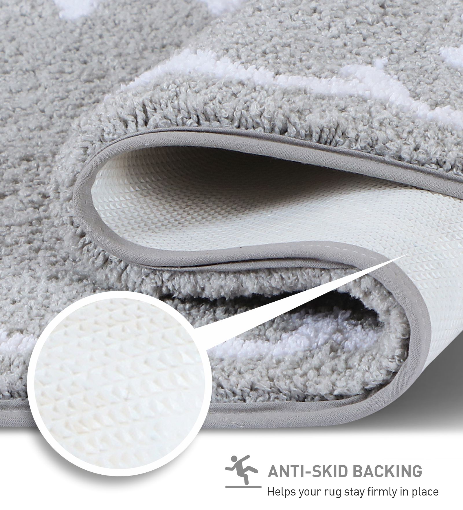 Scallop Anti-skid Ultra Absorbent Bath Mat Silver