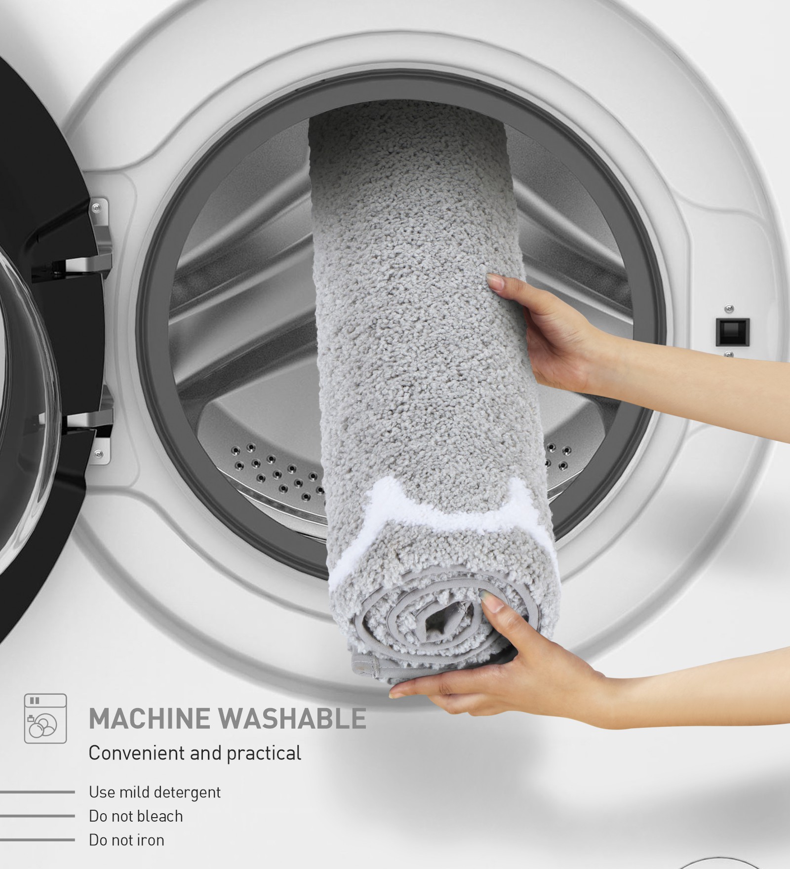 Scallop Anti-skid Ultra Absorbent Bath Mat Silver