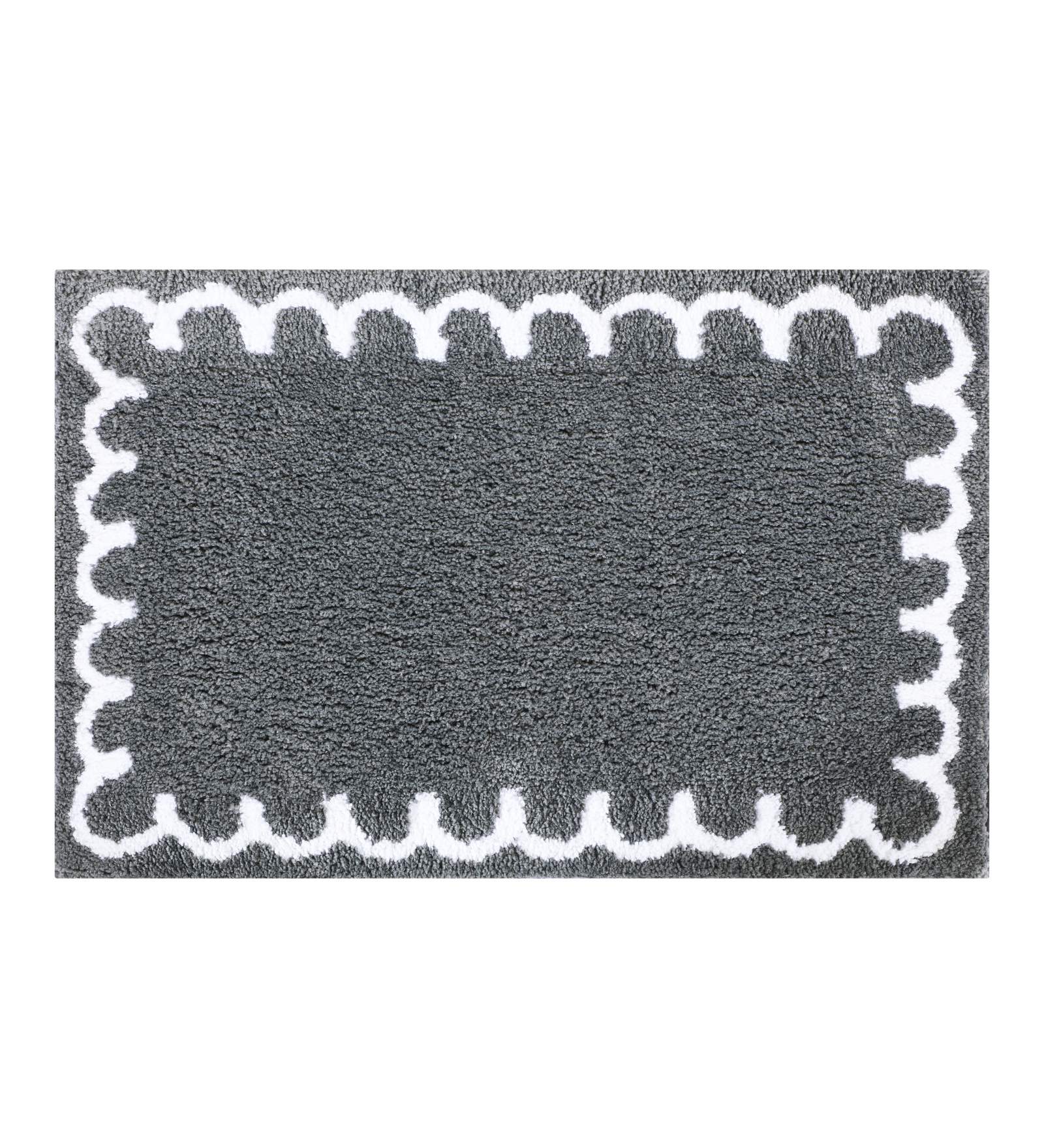 Scallop Anti-skid Ultra Absorbent Bath Mat Charcoal