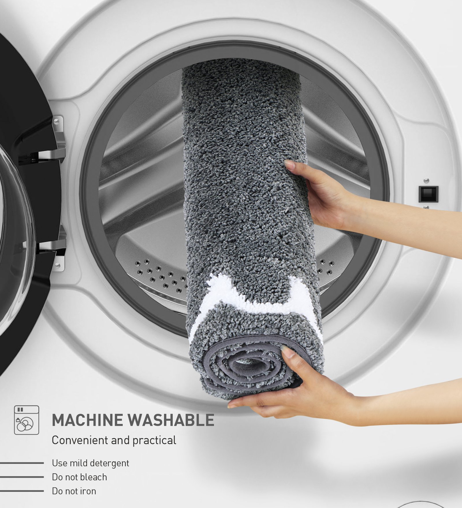 Scallop Anti-skid Ultra Absorbent Bath Mat Charcoal