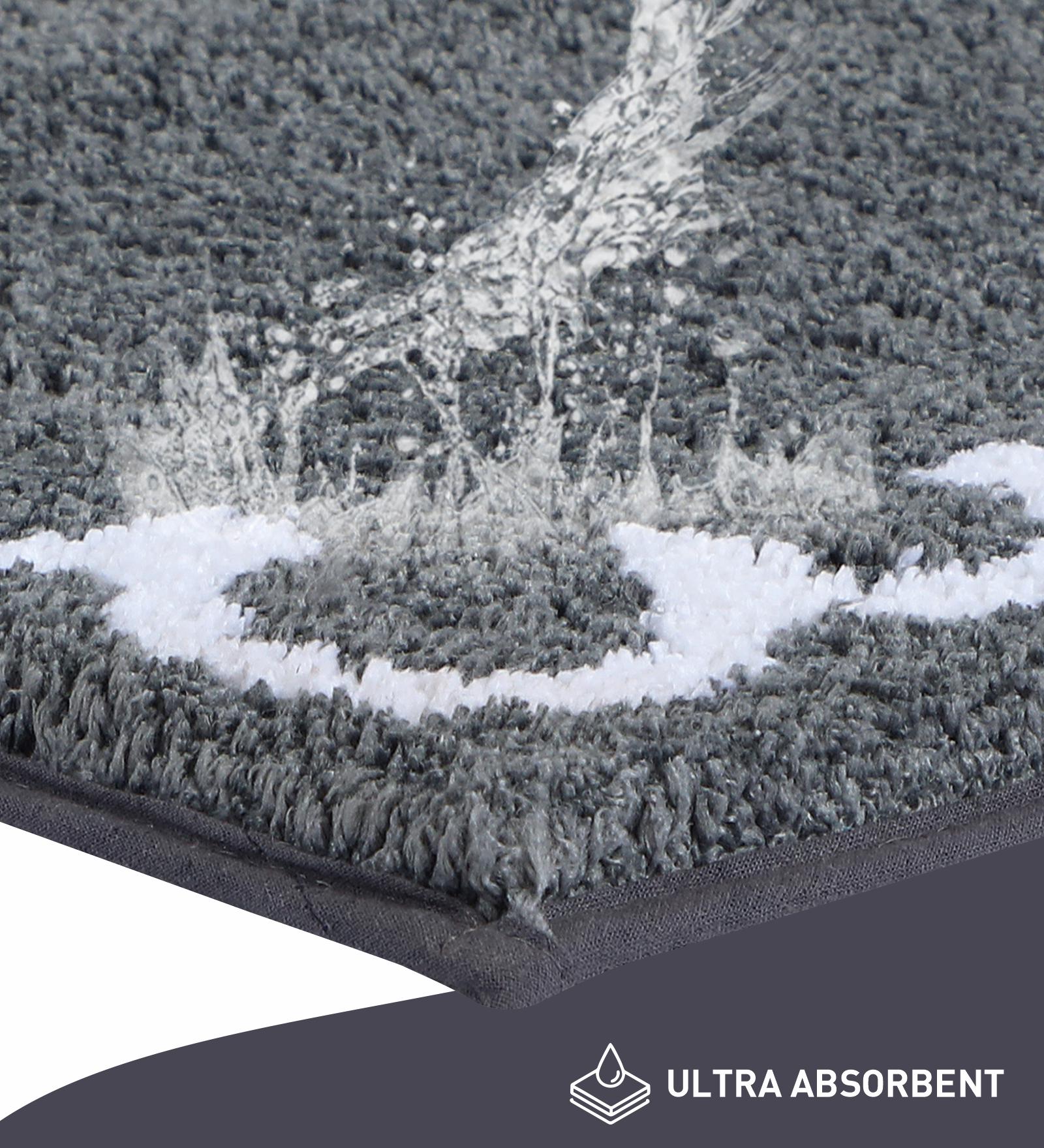 Scallop Anti-skid Ultra Absorbent Bath Mat Charcoal