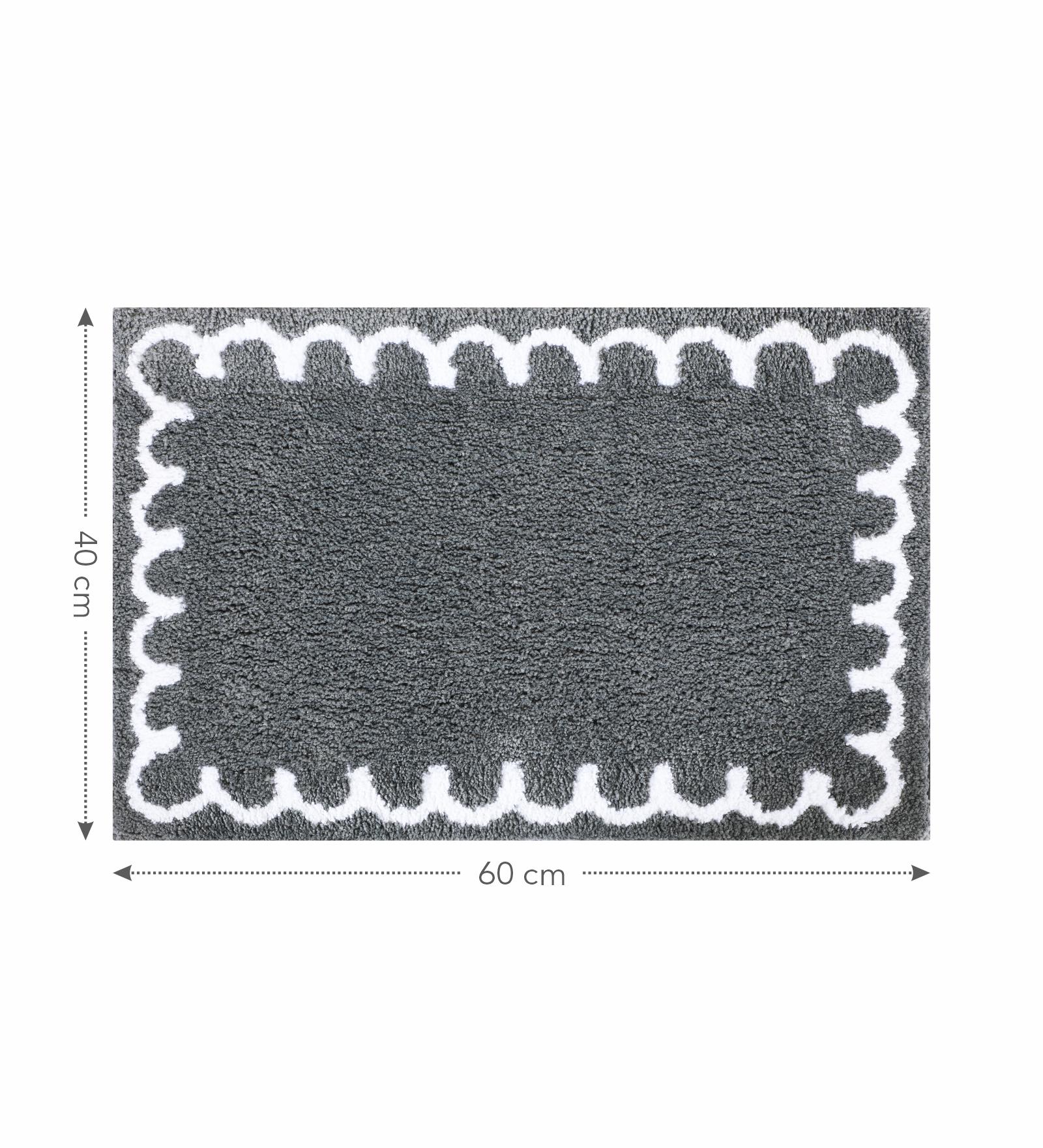 Scallop Anti-skid Ultra Absorbent Bath Mat Charcoal