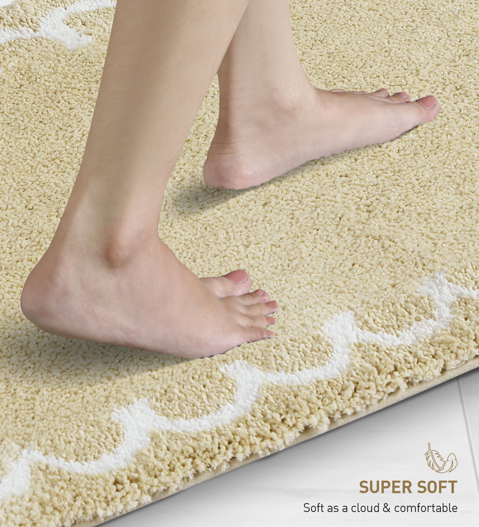 Scallop Anti-skid Ultra Absorbent Bath Mat Sandshell