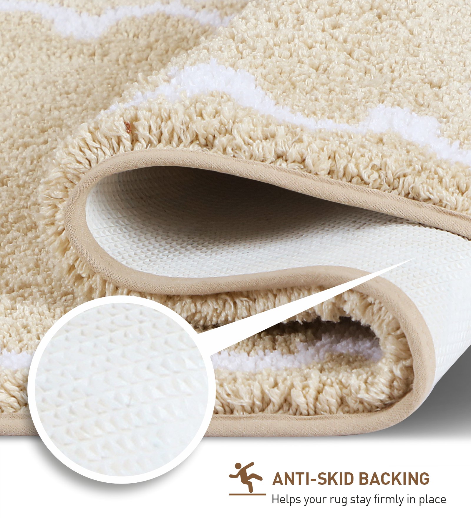 Scallop Anti-skid Ultra Absorbent Bath Mat Beige