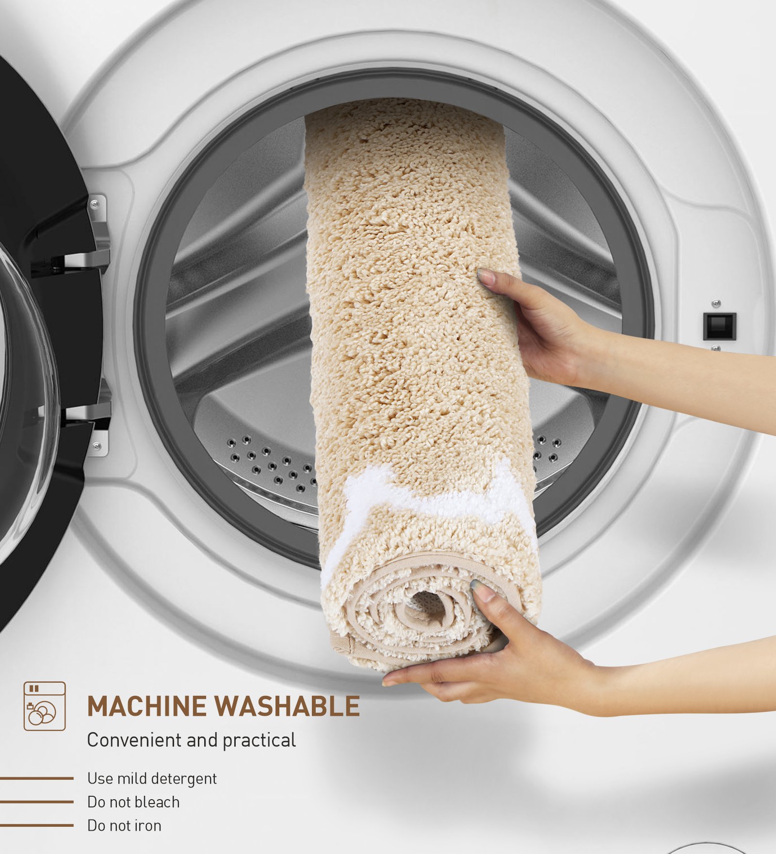 Scallop Anti-skid Ultra Absorbent Bath Mat Beige