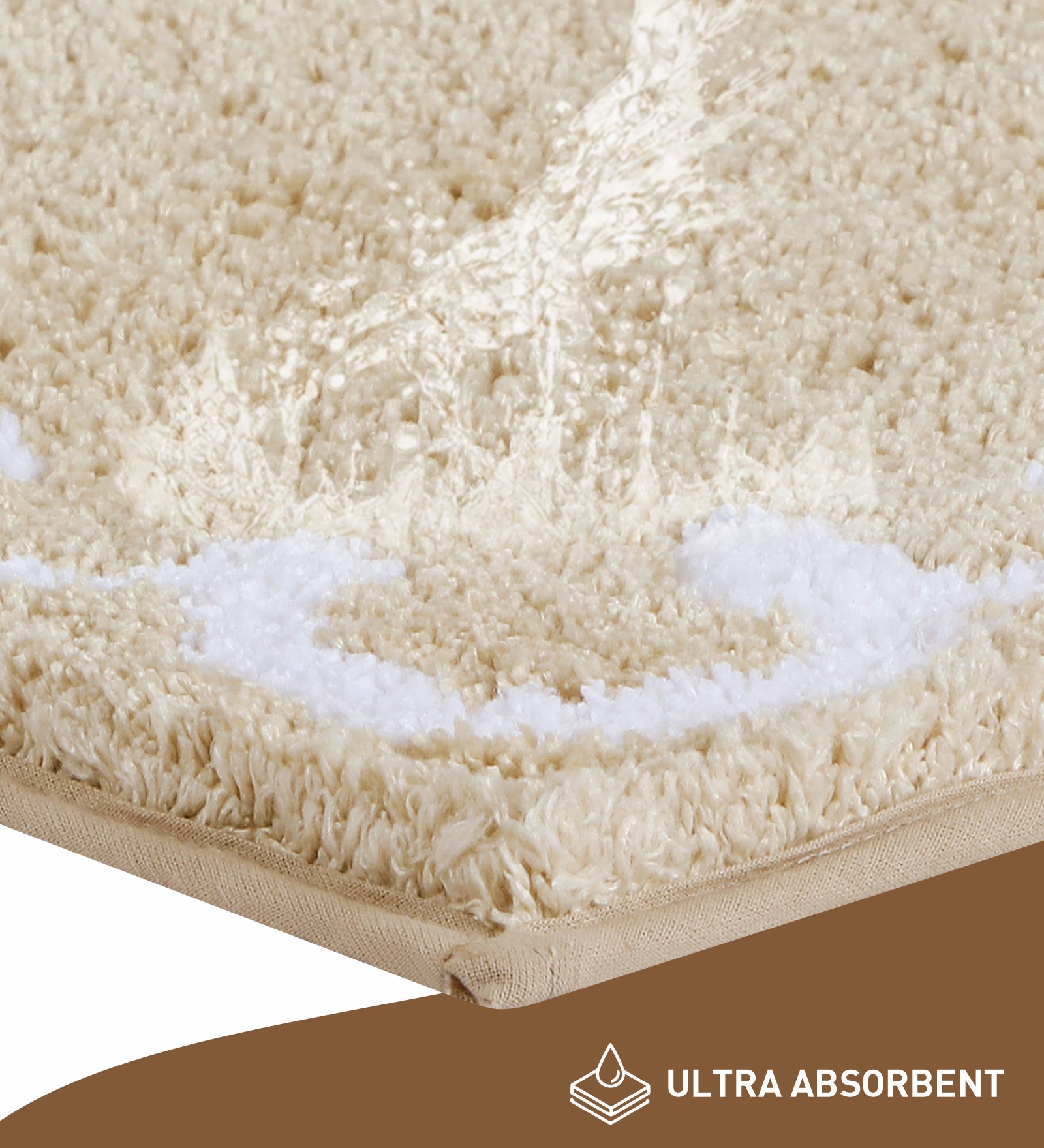 Scallop Anti-skid Ultra Absorbent Bath Mat Beige