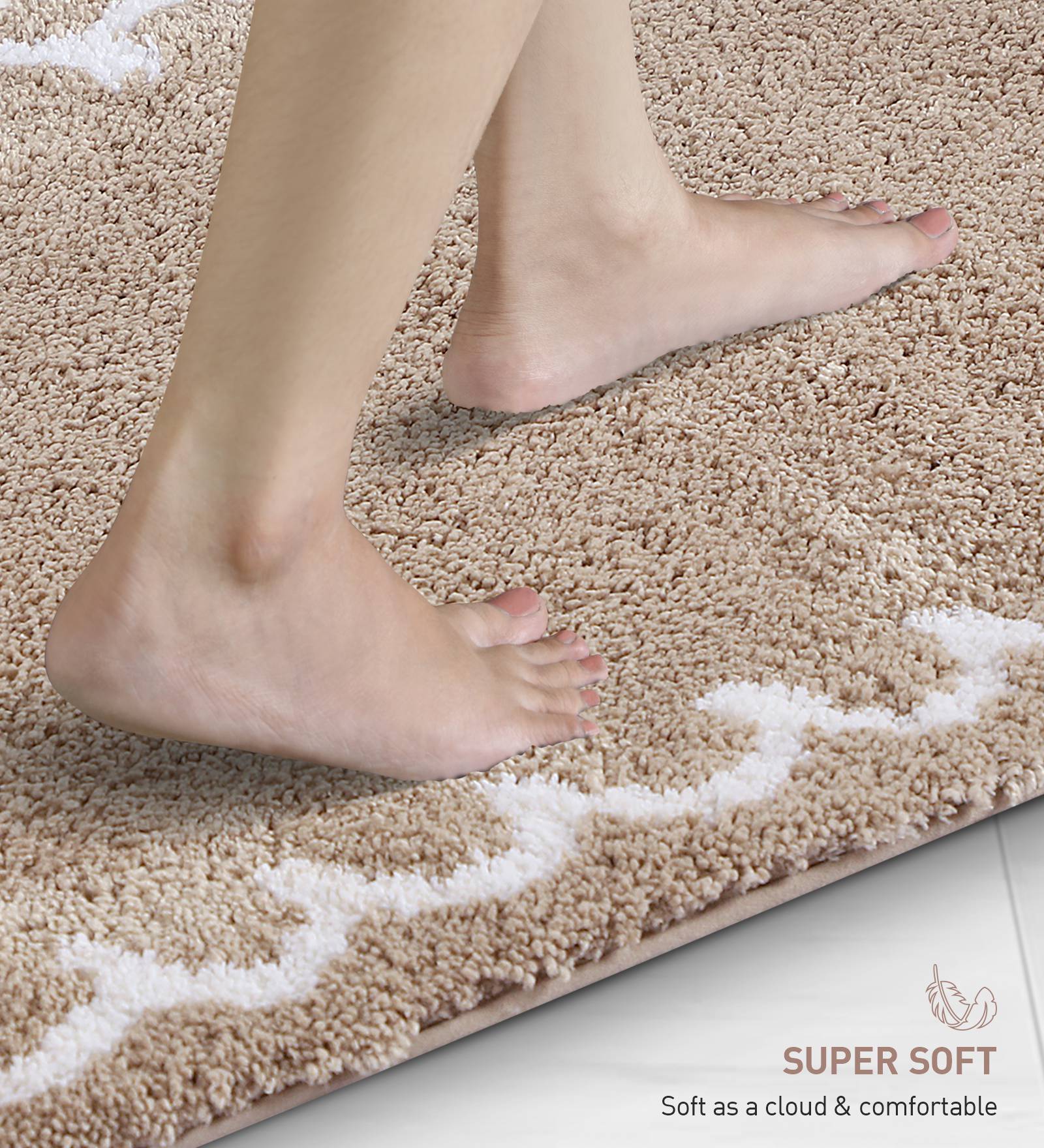 Scallop Anti-skid Ultra Absorbent Bath Mat Brown