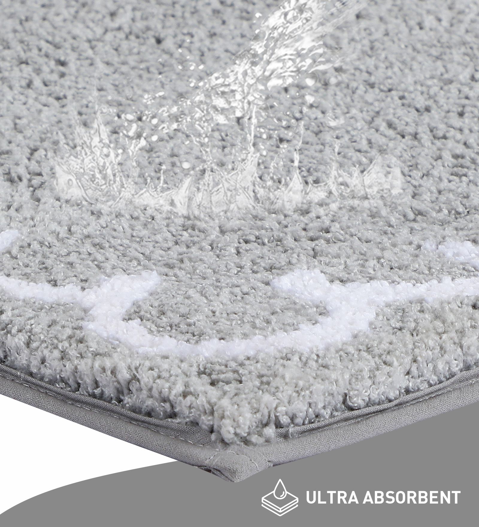 Scallop Anti-skid Ultra Absorbent Bath Mat Silver