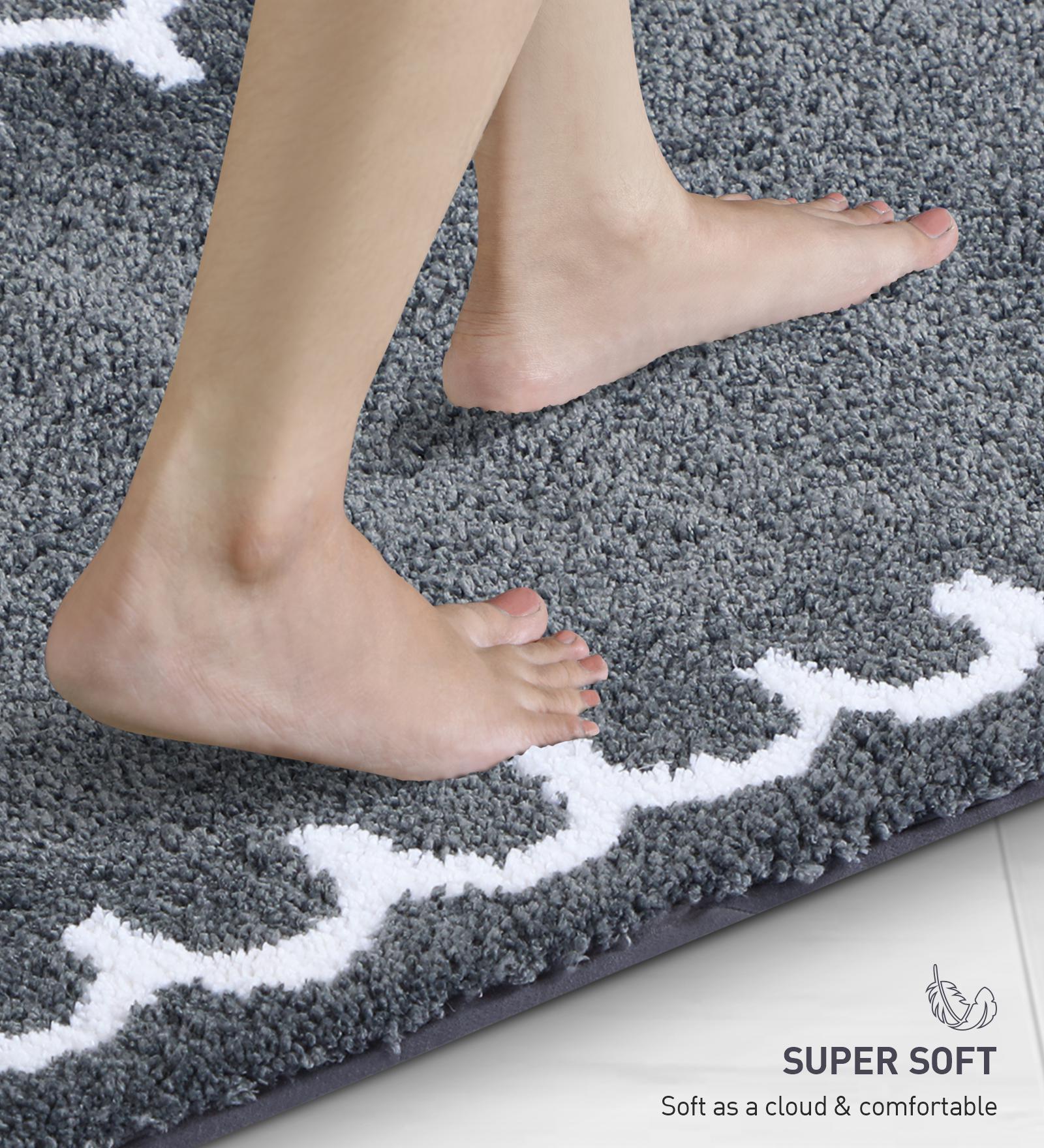 Scallop Anti-skid Ultra Absorbent Bath Mat Charcoal