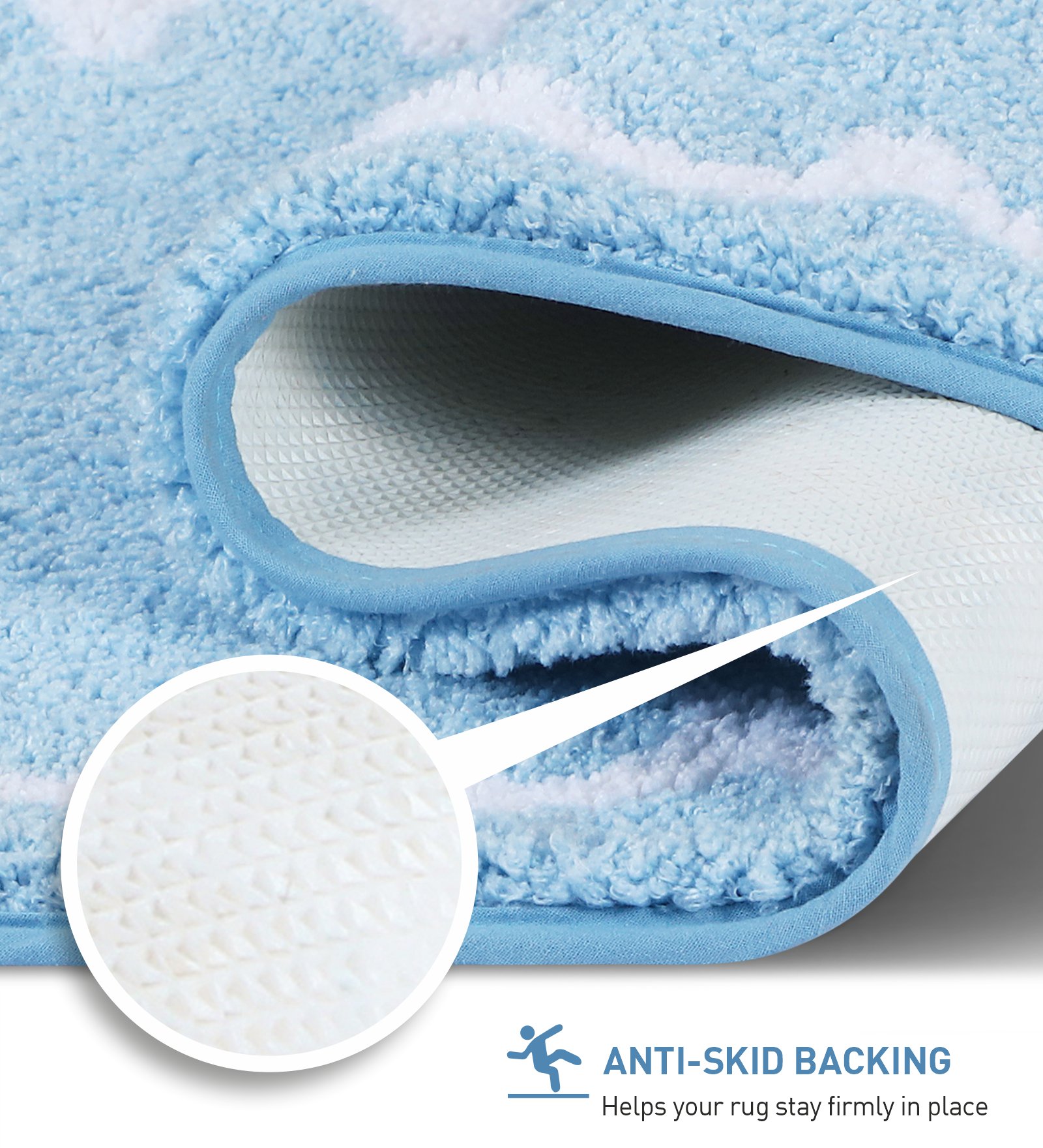Scallop Anti-skid Ultra Absorbent Bath Mat Sky Blue