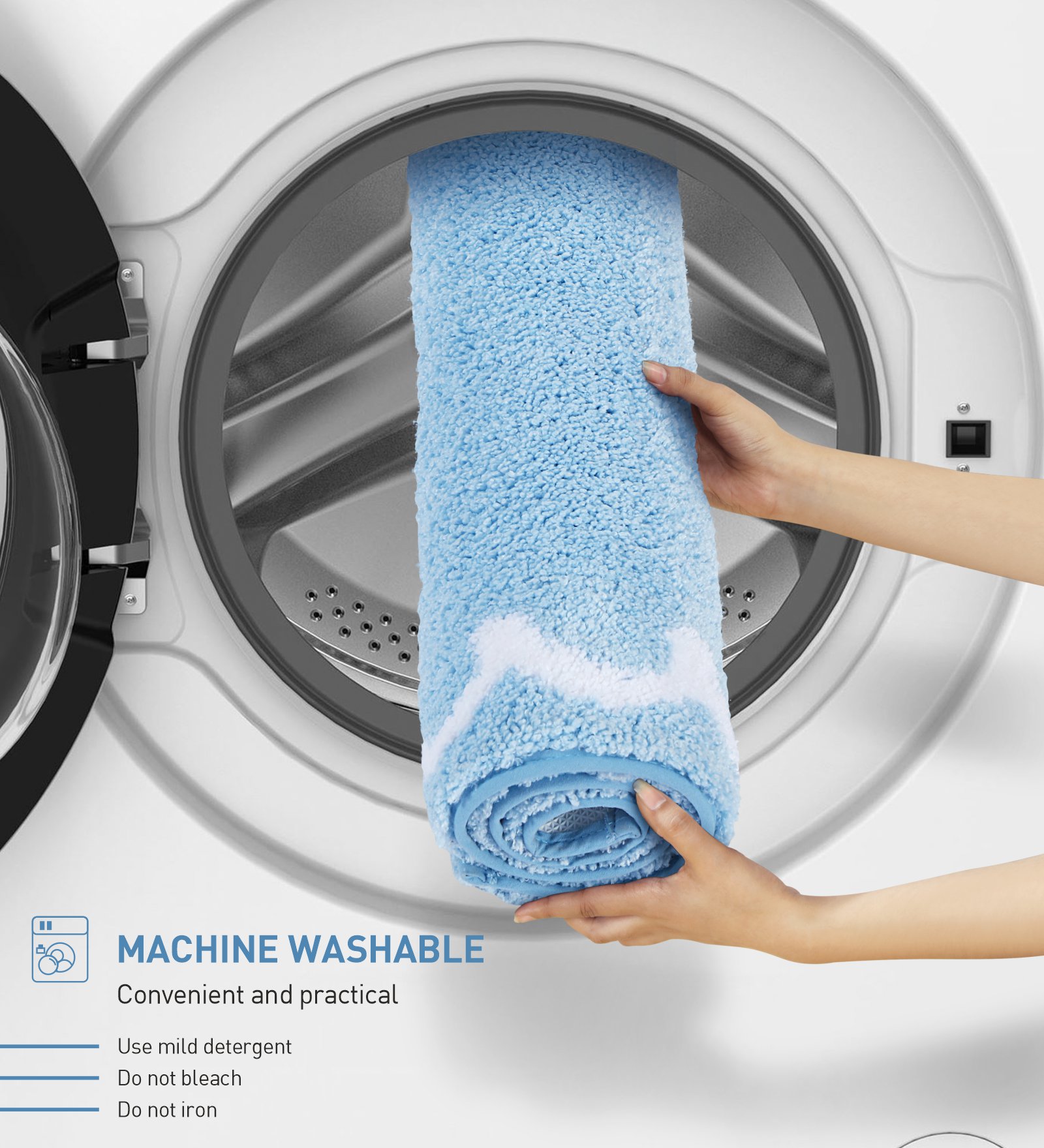 Scallop Anti-skid Ultra Absorbent Bath Mat Sky Blue