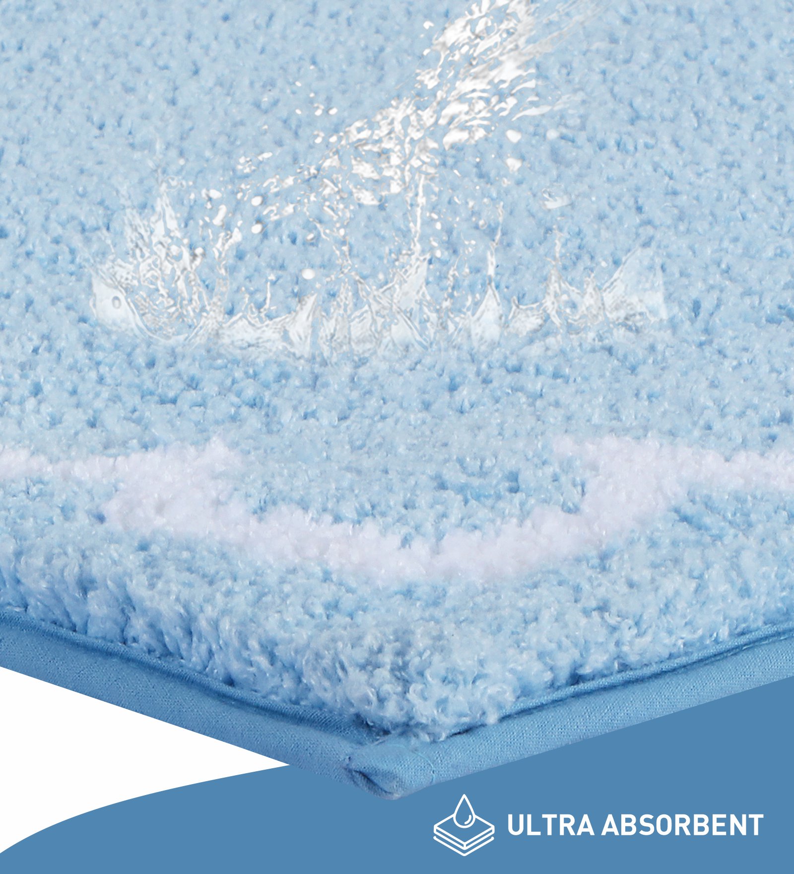 Scallop Anti-skid Ultra Absorbent Bath Mat Sky Blue