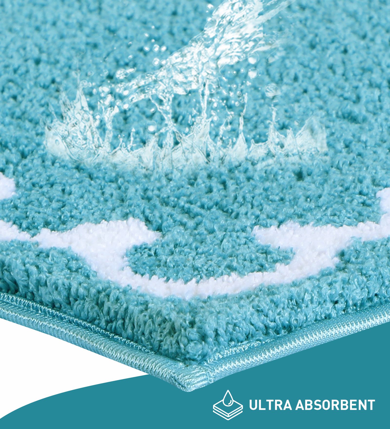 Scallop Anti-skid Ultra Absorbent Bath Mat Teal