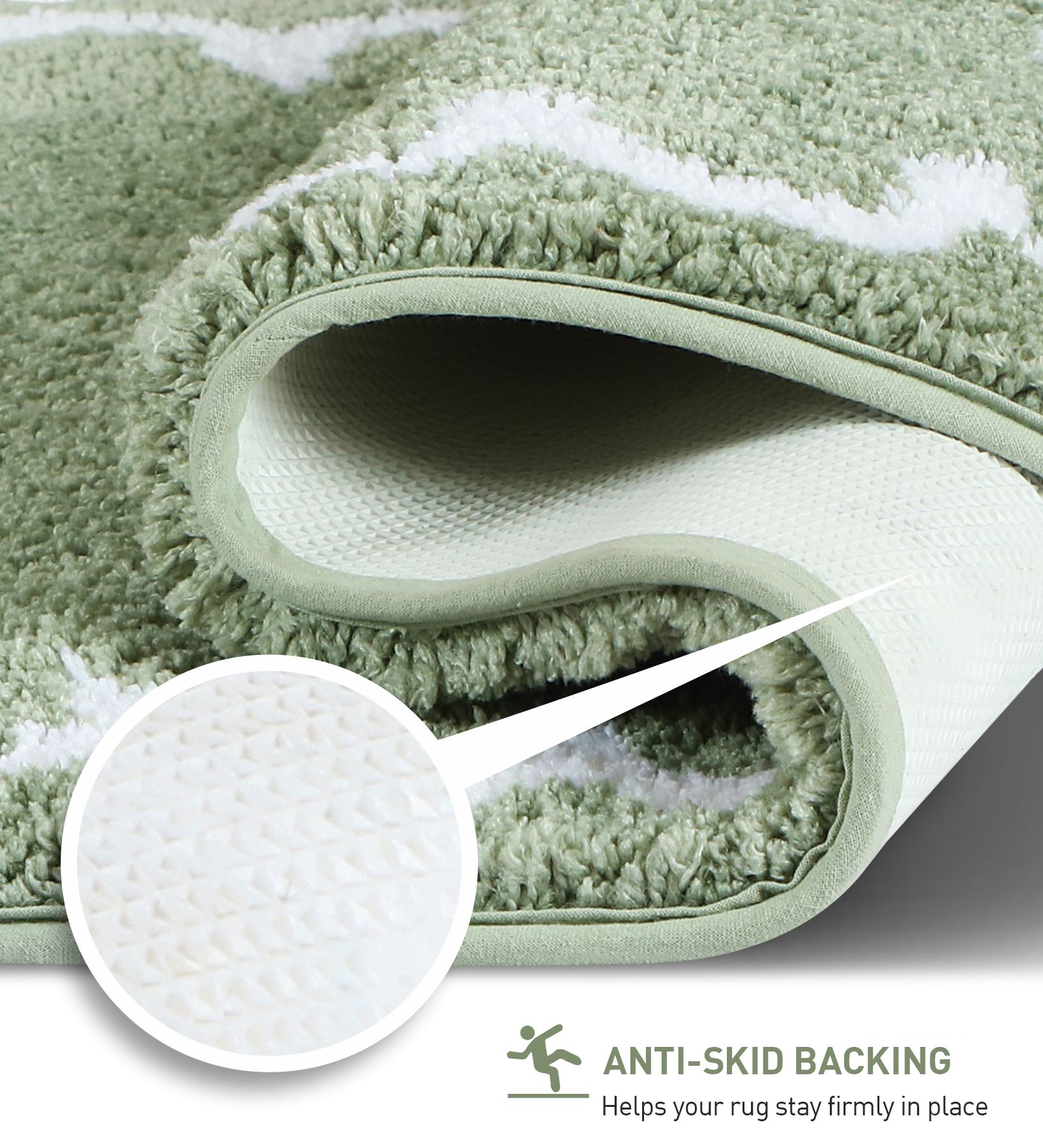 Scallop Anti-skid Ultra Absorbent Bath Mat Sage