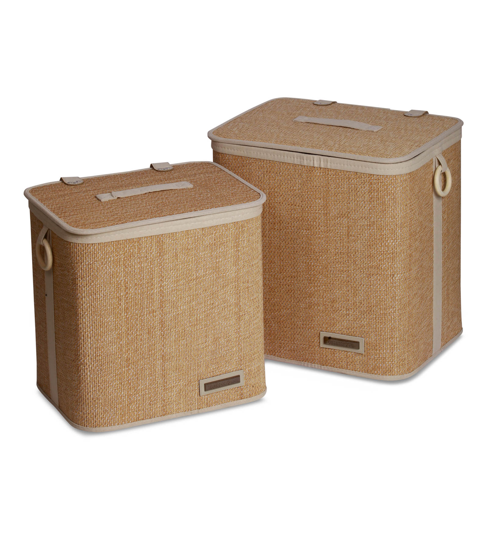Sophia Set of 2 Laundry Basket Storage Basket Brown and White
