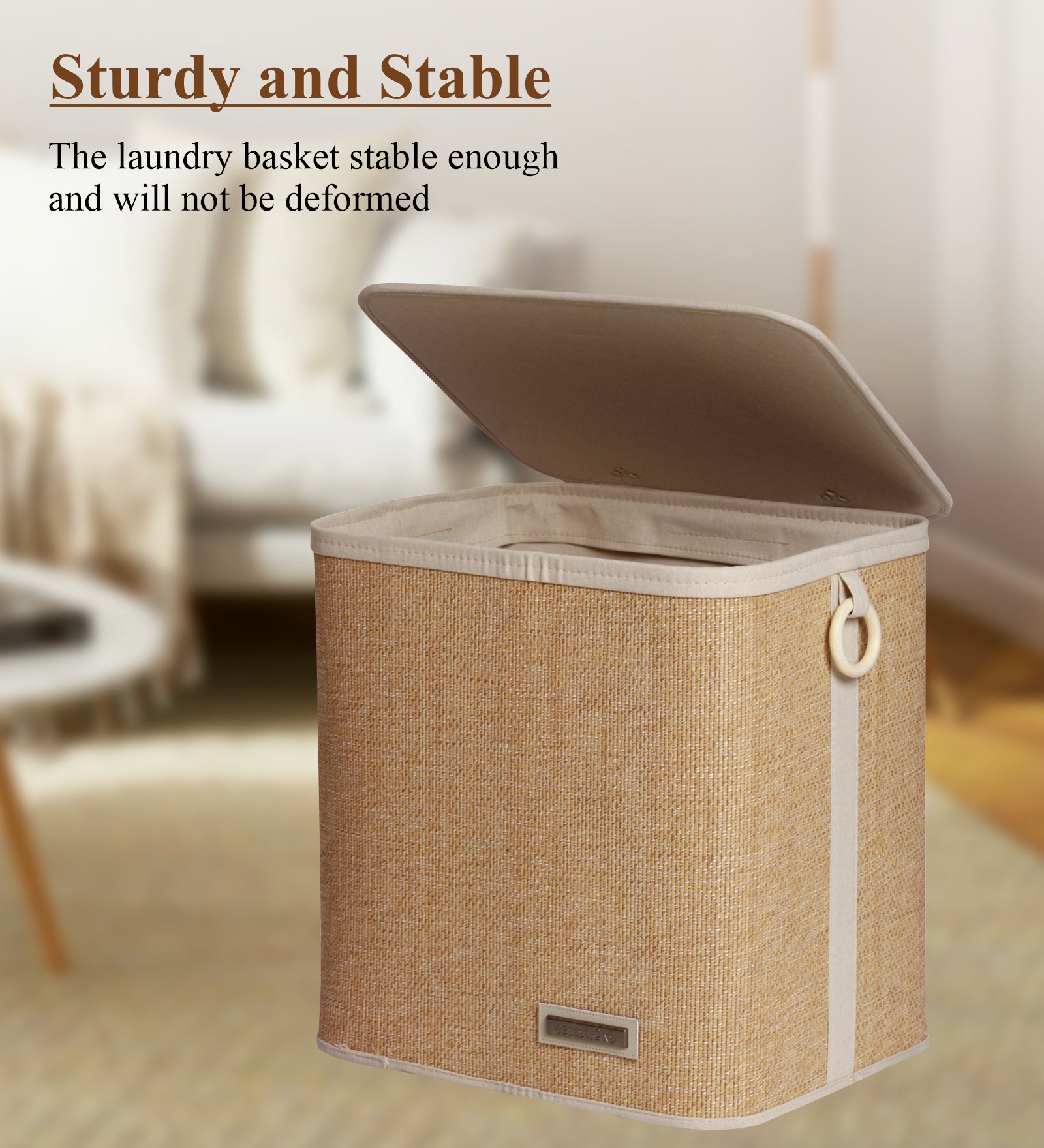 Sophia Set of 2 Laundry Basket Storage Basket Brown and White