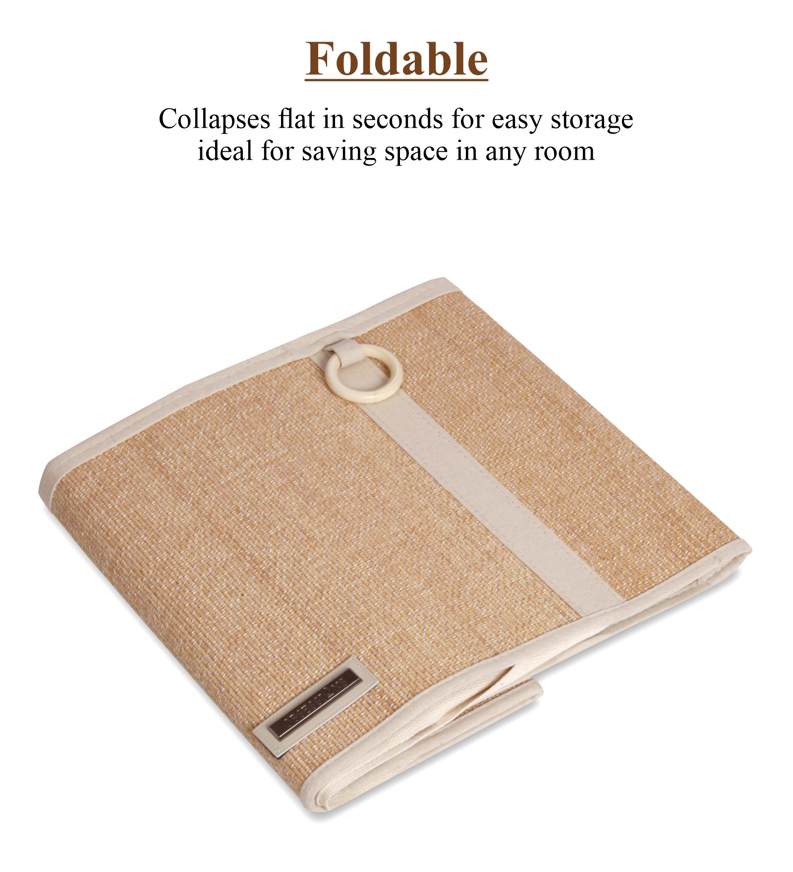 Sophia Set of 2 Laundry Basket Storage Basket Brown and White