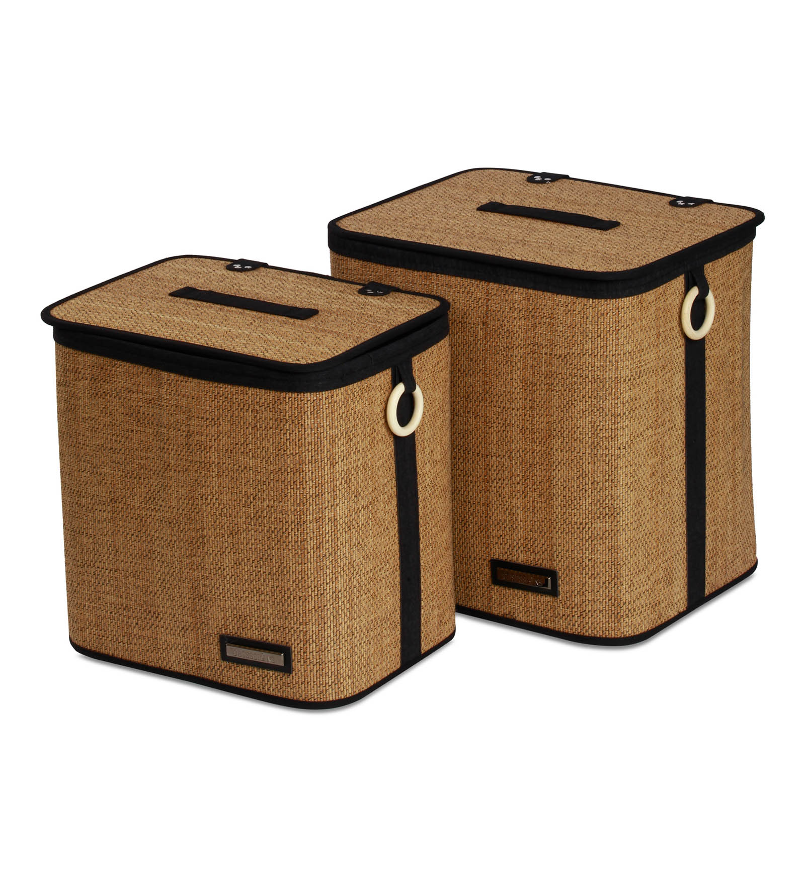 Sophia Set of 2 Laundry Basket Storage Brown and Black