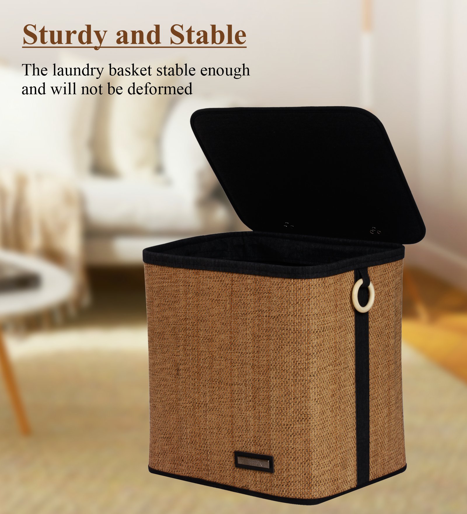Sophia Set of 2 Laundry Basket Storage Brown and Black