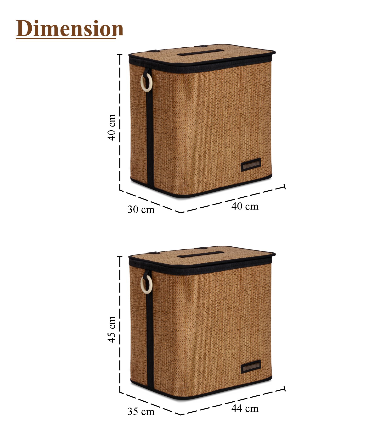 Sophia Set of 2 Laundry Basket Storage Brown and Black