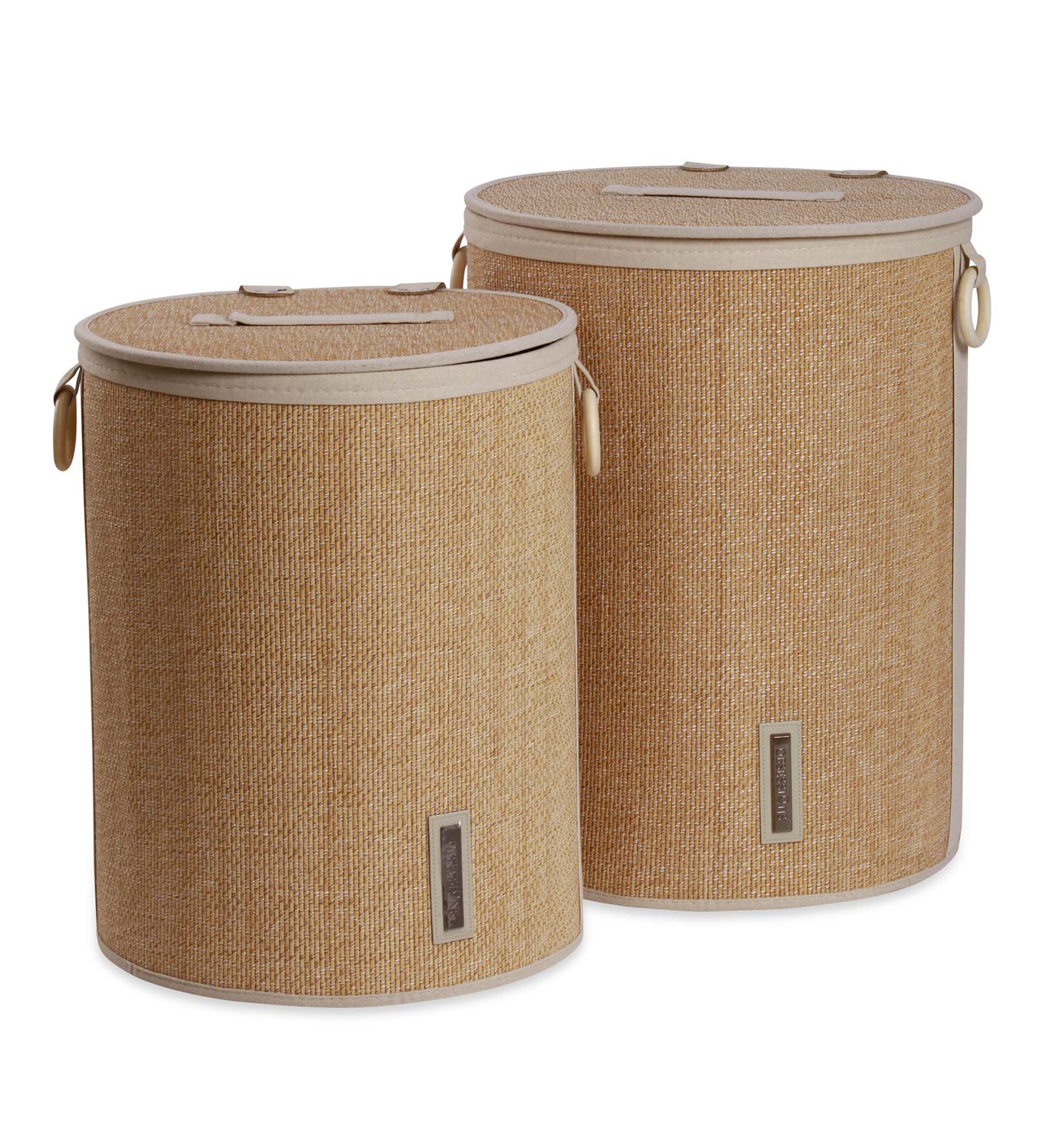 Sophia Set of 2 Laundry Basket Storage Brown and White
