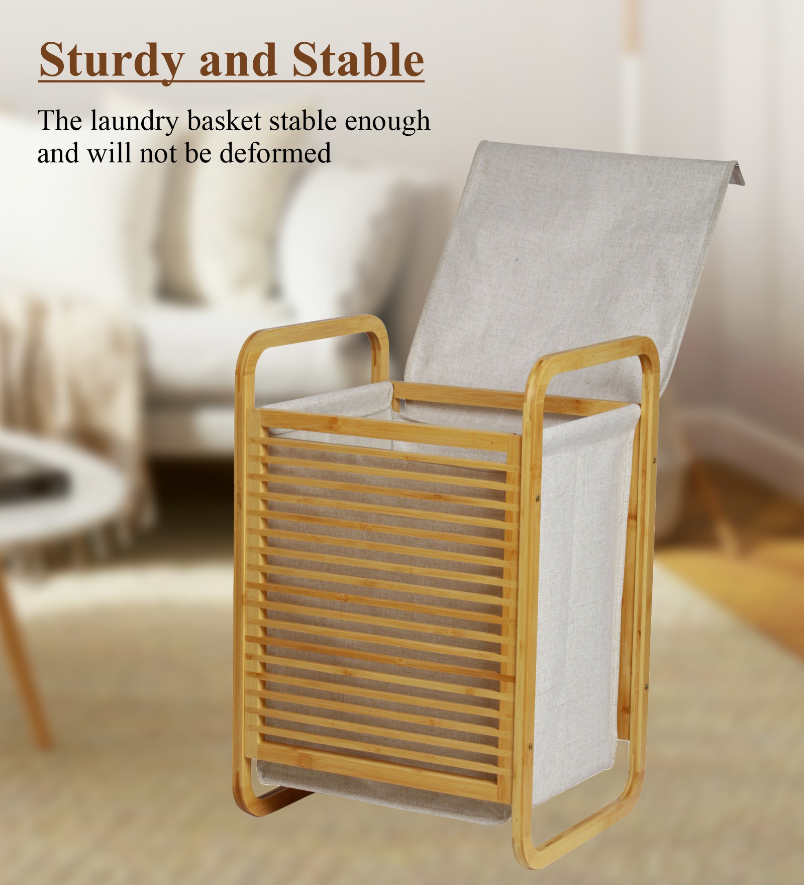 Sophia Laundry Basket Storage White and Beige