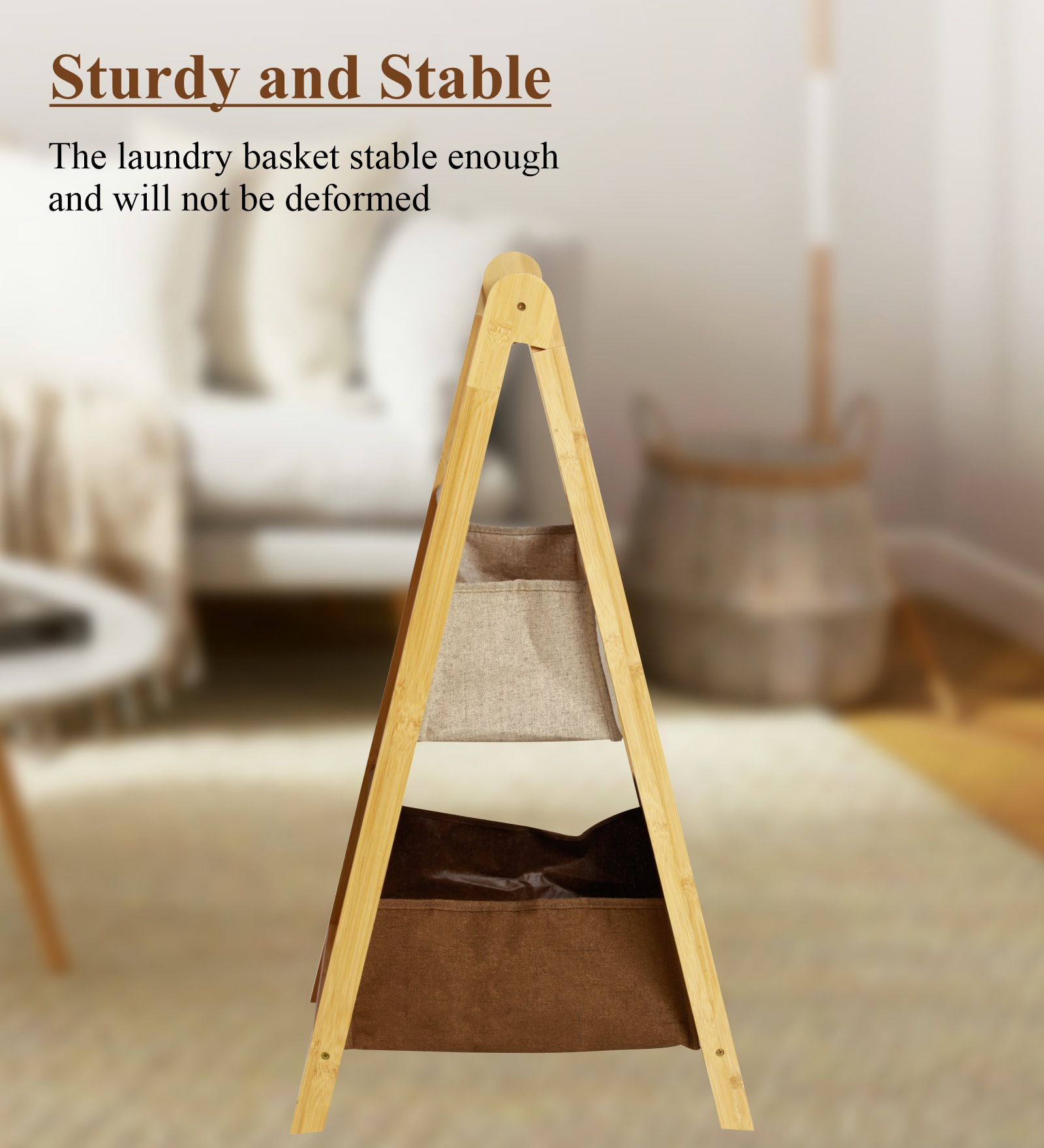 Sophia Laundry Basket Storage Beige and Brown
