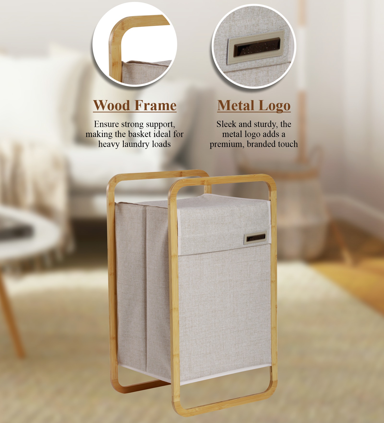 Sophia Laundry Basket Storage Beige