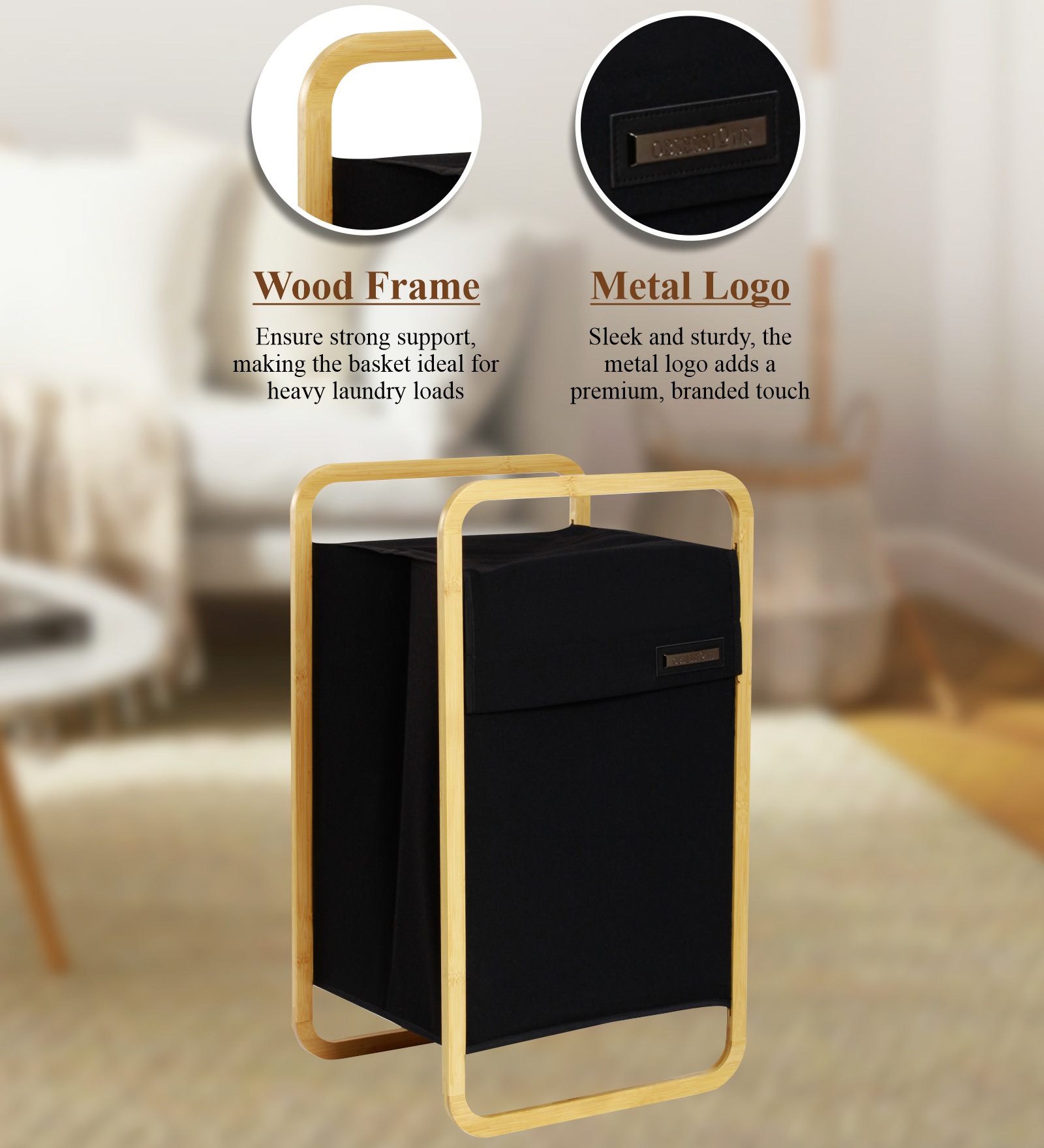 Sophia Laundry Basket Storage Black