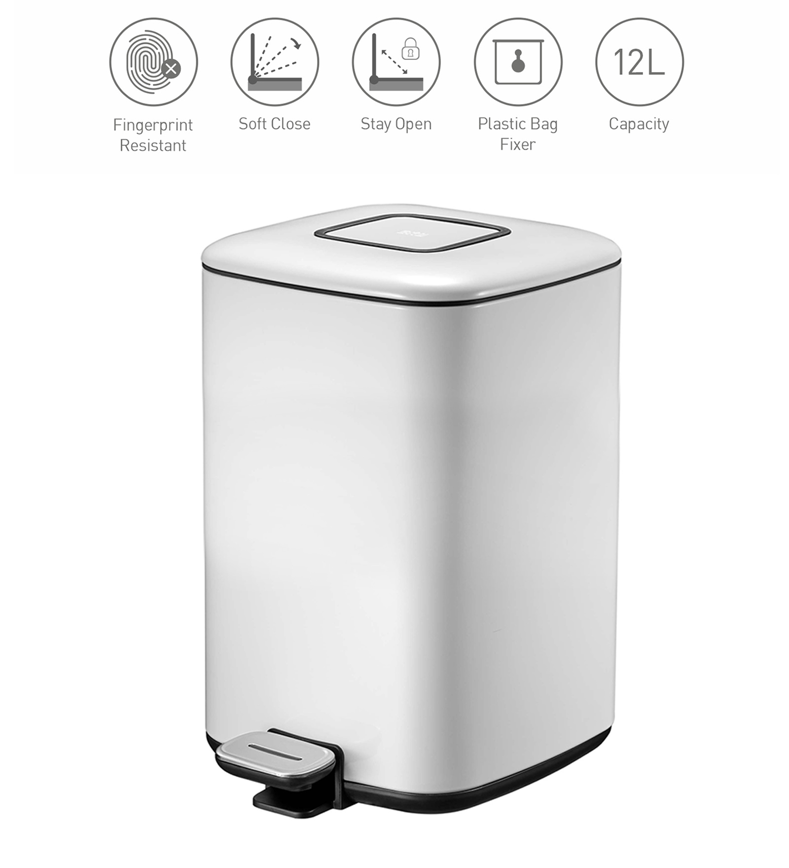 Eko 9388 Regent Deodorizer Compartment Step Bin White