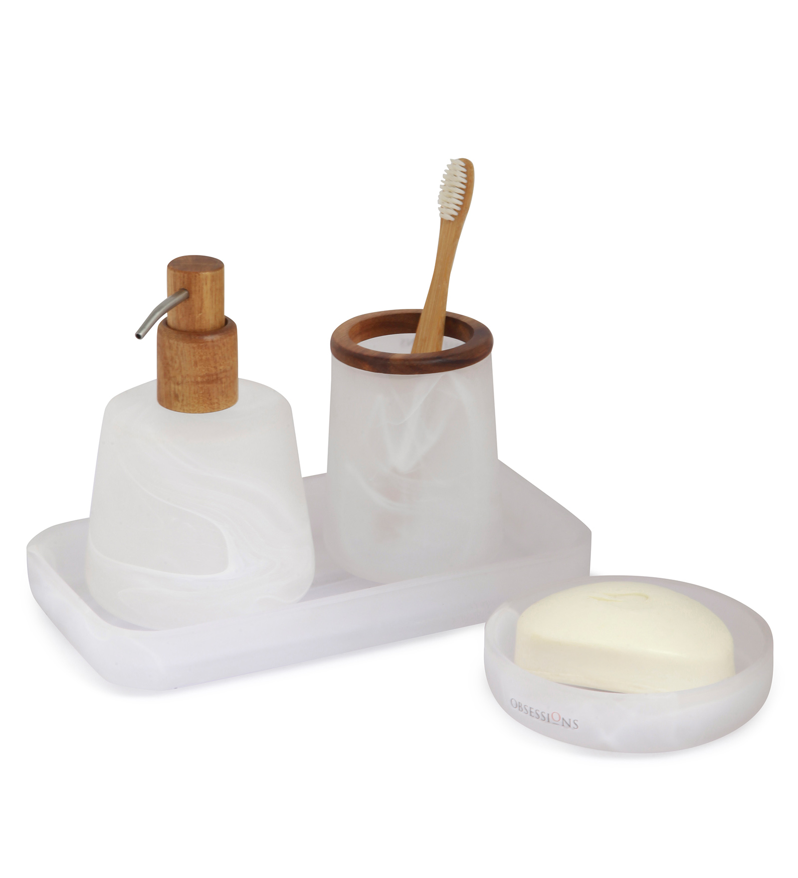 Prism 2 Glass Bath Set White