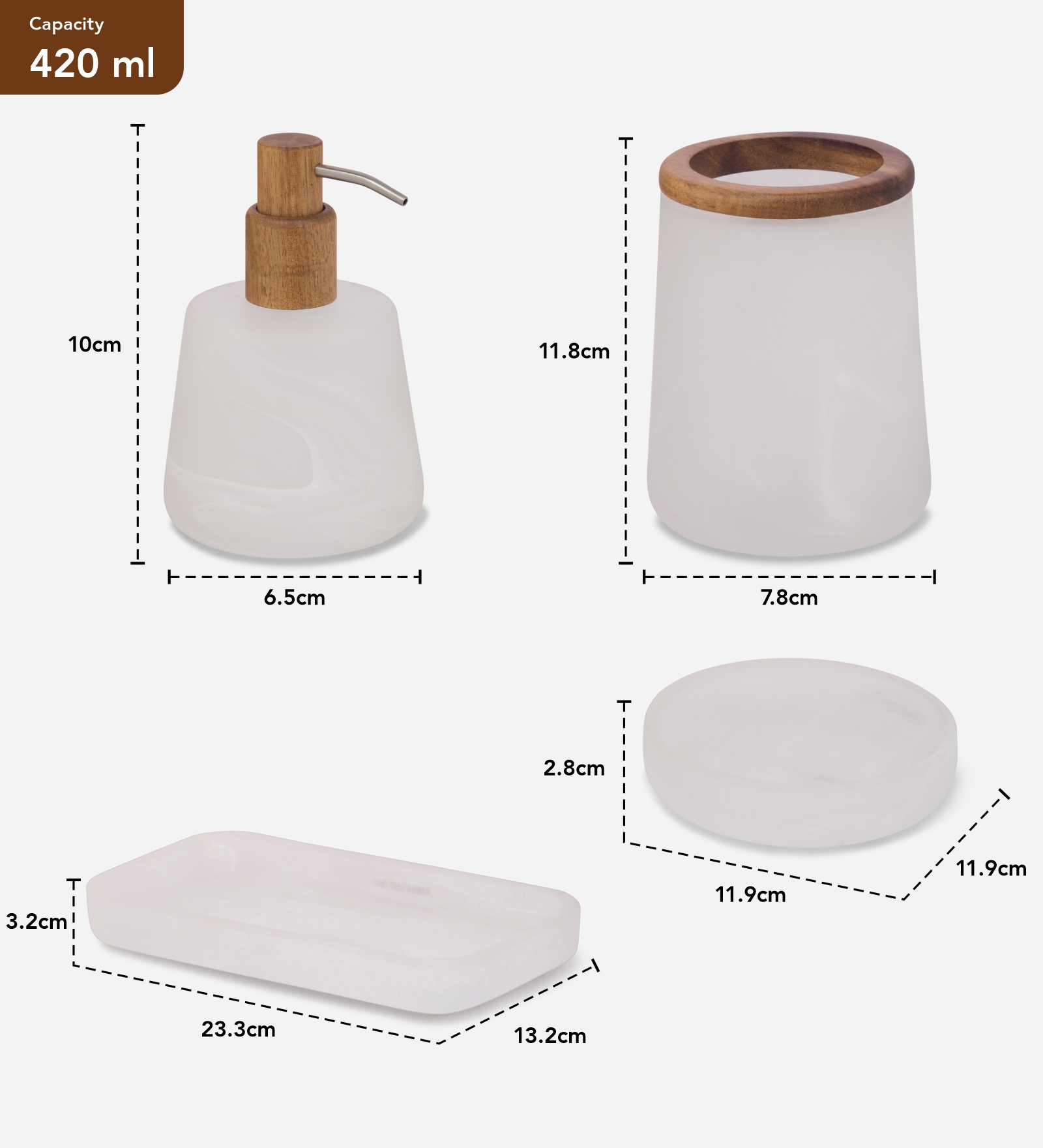 Prism 2 Glass Bath Set White