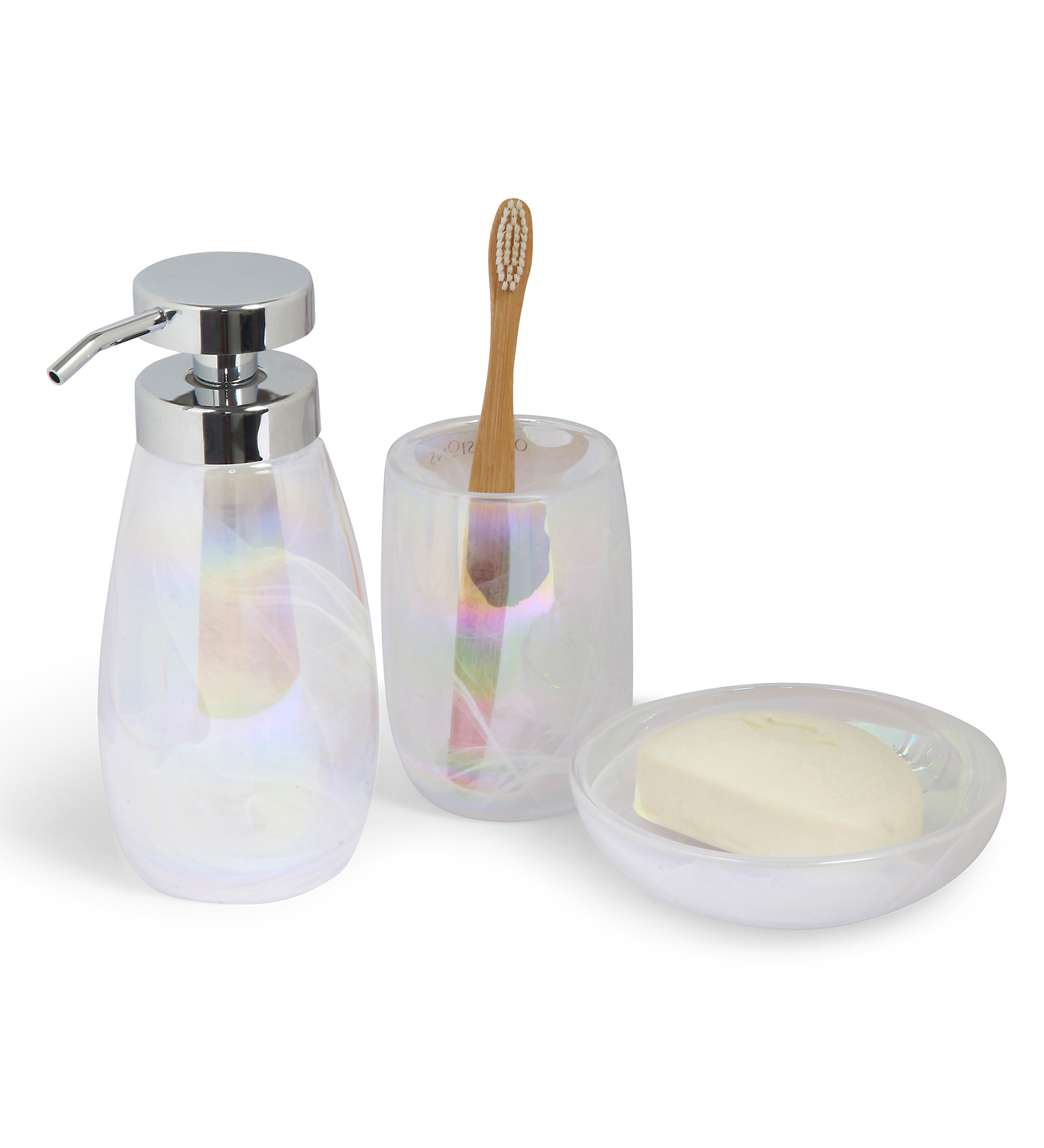 Prism 2 Glass Bath Set Off White